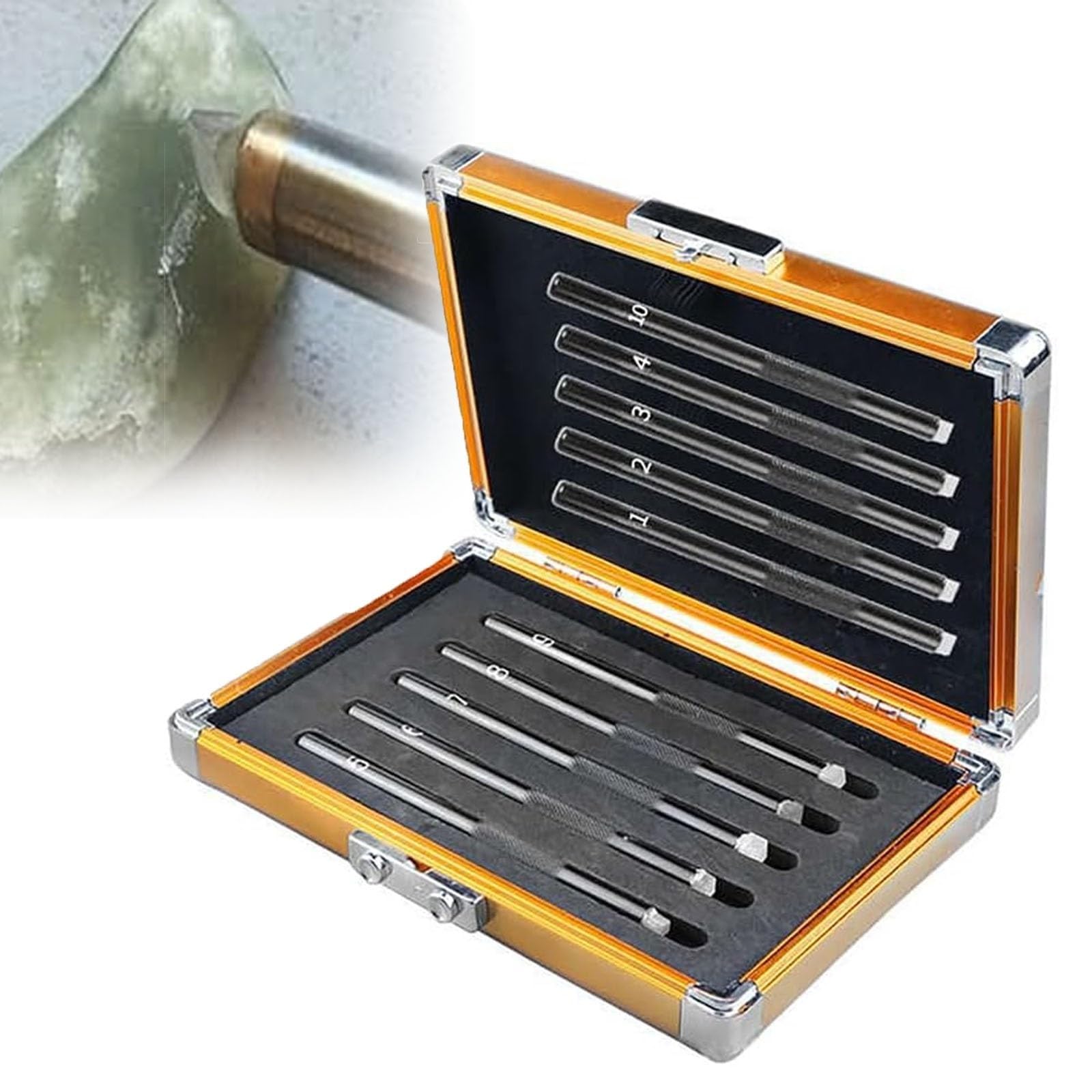Mohs-Härtetest-Set, tragbarer Metall-Härteprüfer mit 5–9 Mohs-Picks, Kratzwerkzeug for Edelstein-, Jade-, Schmuck-, Gesteins- und Mineralprüfungen