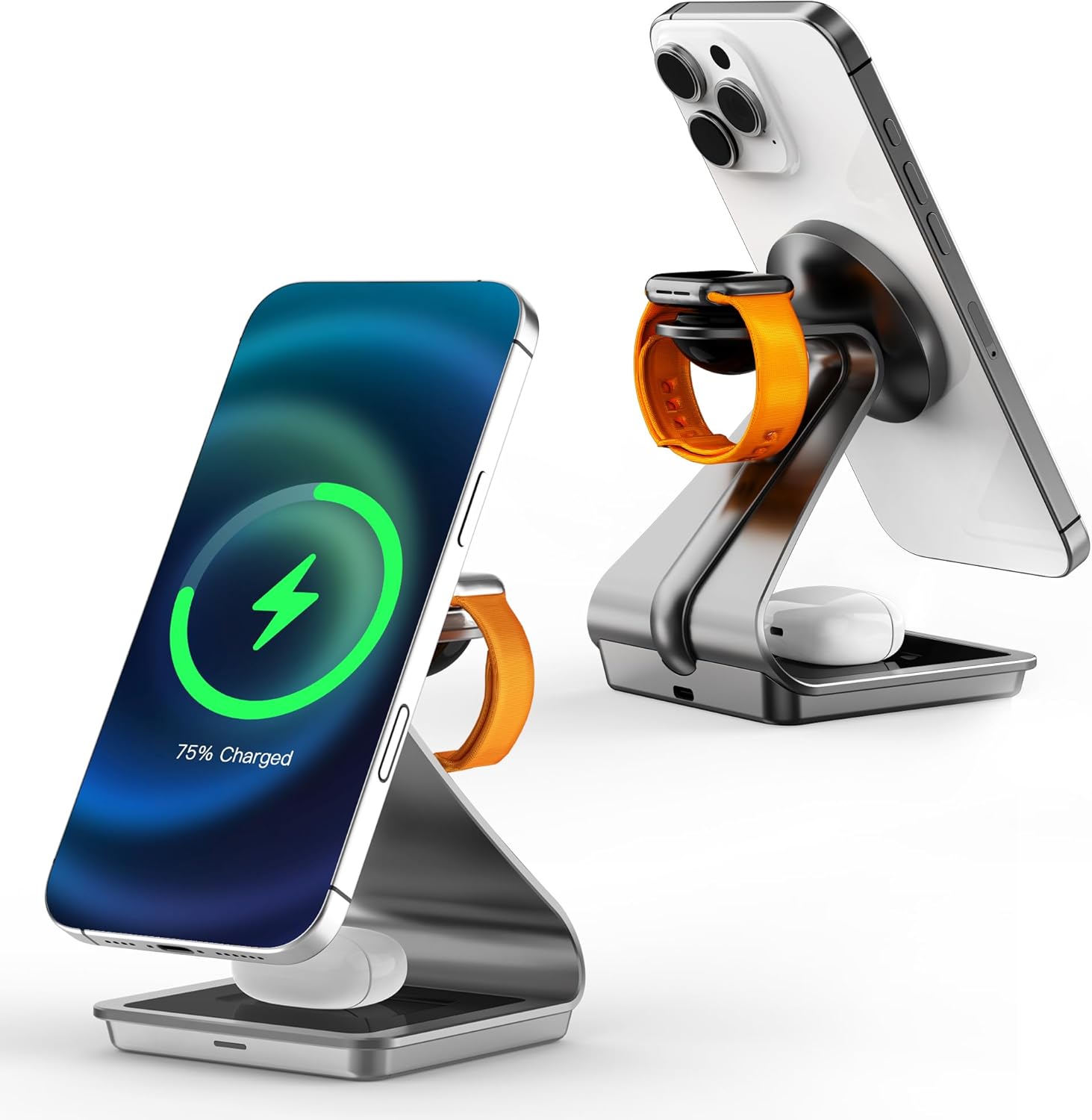 3-in-1 Inductive Charging Station Suitable with Magsafe Charger, JE Wi-fi Charger Cell Cellphone Induction Chargers for iPhone 16/15/14/13/12, for Apple Watch 8/7/6/5/4/3/2/SE, AirPods 3/2/Professional