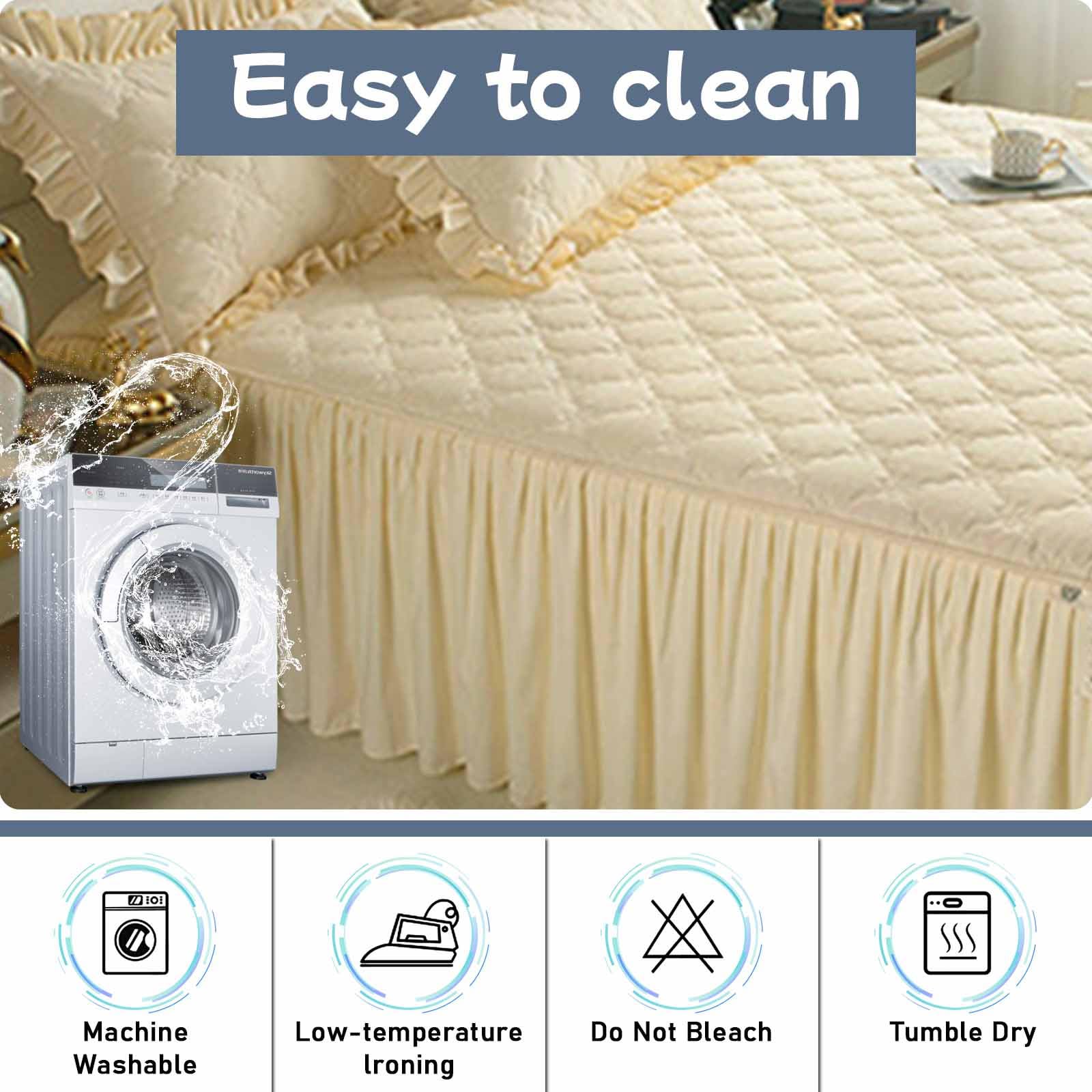 Xiao Ren Bett Husse Box Spring Bett Bettrock Elastisch Bed Skirts & Valances Bettrock Tagesdecke 180x200 RüSchen(#4,150x200cm)