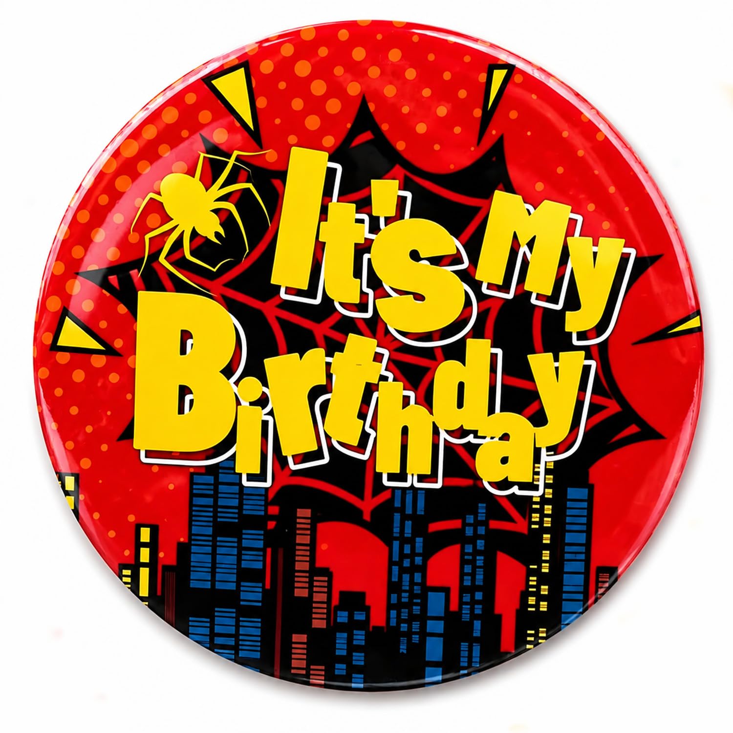 Spider Web Themed Its My Birthday Badge, Round Birthday Boy Badge, Its My Birthday Badge Pin Badges Accessory for Family Birthday Gathering, Kids & Adults Birthday Celebration Supplies & Party Favor
