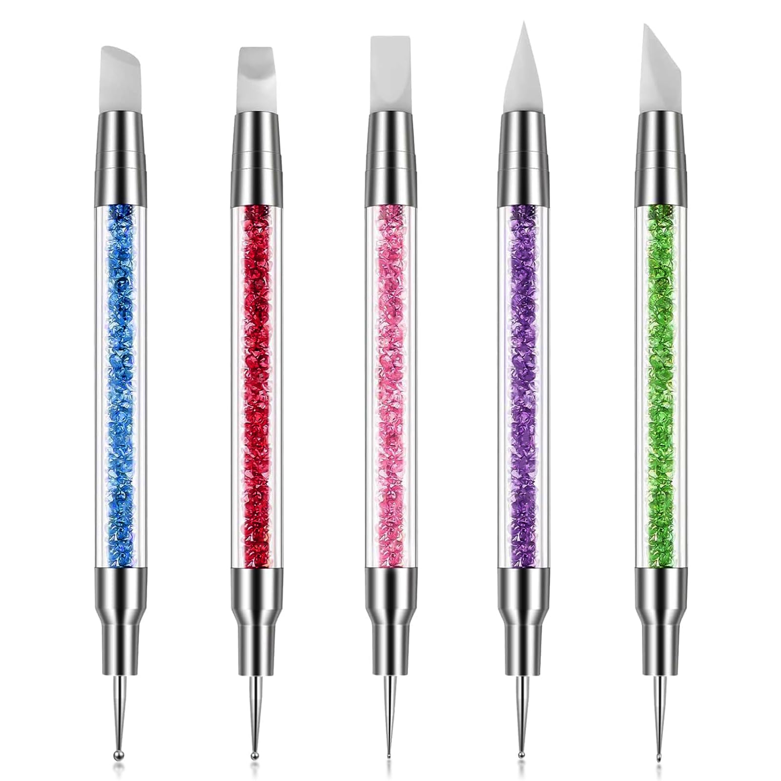 Hanyousheng 5 Stück Silikon Tool Nägel, Dotting Tools, Nail Art Pinsel Set, Dotting Pen, Nail Pinsel, Gel Schnitzen Pinsel, Nagel Pinsel Set, Silikon Modellierpinsel Set für DIY Nail Art Design