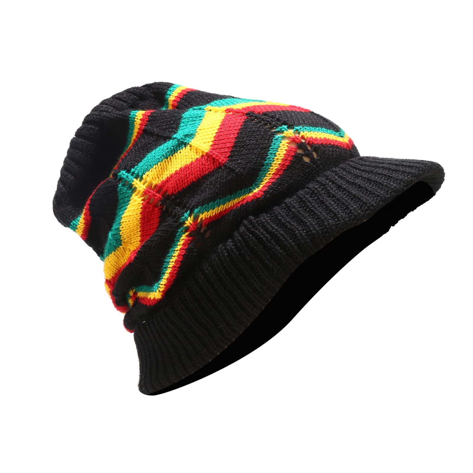 CRAZY LIZARDRasta Hat with Zigzag Rasta Pattern for Dreadlocks.Plain Color Bob Marley hat. Dreadlock Accessories Mens Tams Beanie hat. Jamaican Style Hats for Men and Women in six Colors.