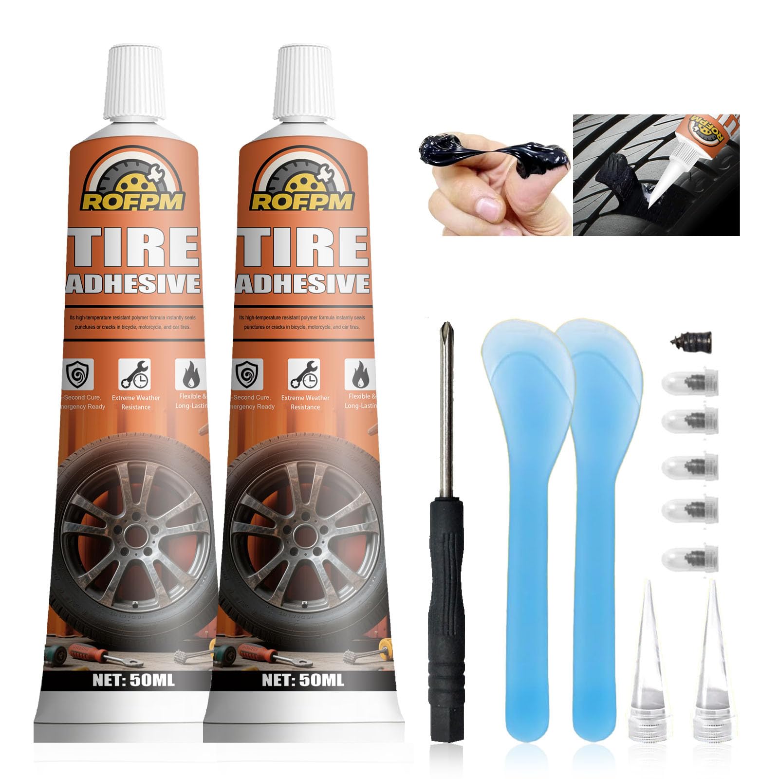 Tire Repair Glue Kit 100ml,Tire Sidewall Rubber Cement Black 3.38floz