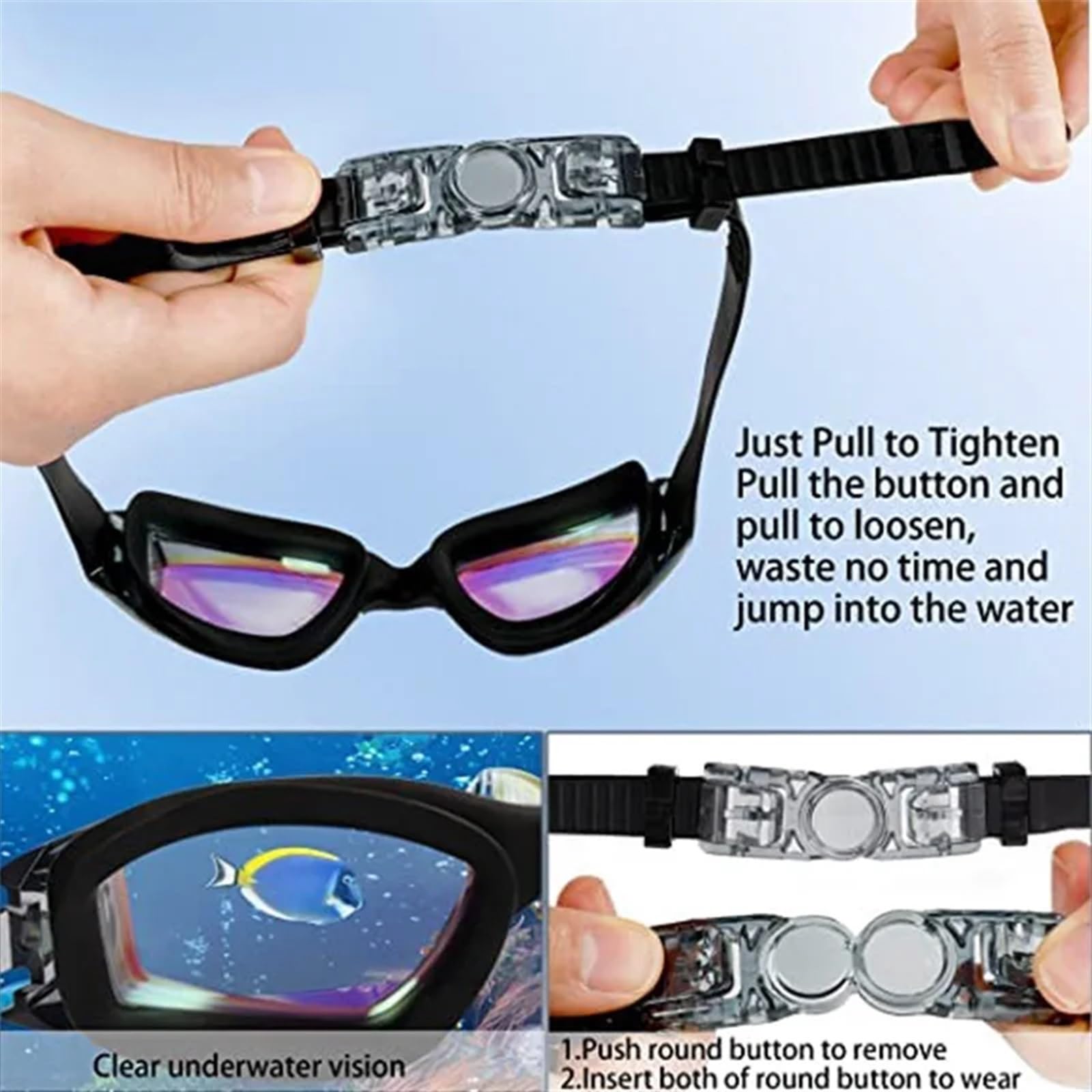 Occhiali Da Nuoto Occhiali da nuoto for adulti anti-appannamento con protezione UV, for uomo e donna, in silicone, regolabili e impermeabili
