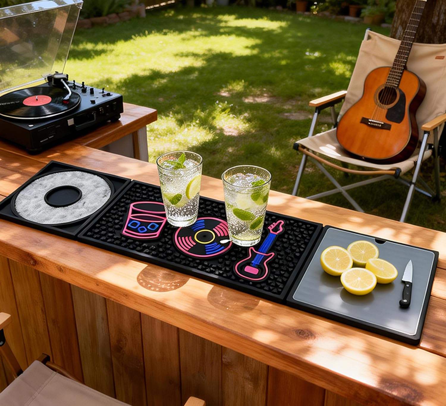 Barmatte,LIBRNTY Bar Service Mat (61.5 x 15.1 cm) Premium-Barmatte,Cocktail-Sets,Glas-Trockenmatte,strapazierfähige und stilvolle für Verschüttungen,Ideal für Kaffeemaschine & Küche