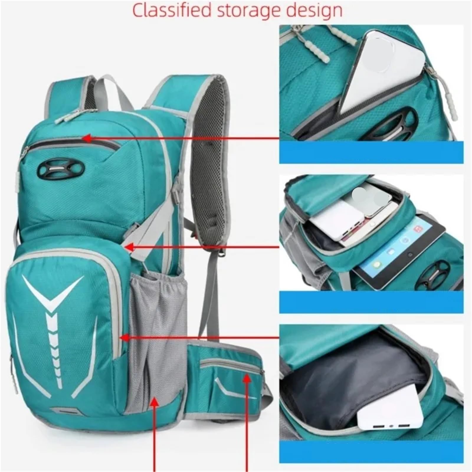 Zaino da Ciclismo Zaino da idratazione for Bicicletta da 20 Litri Zaino da Ciclismo Impermeabile da Uomo Sport all'Aria Aperta Viaggi Trekking Trekking Bike Zaino Borse d'Acqua(Green)