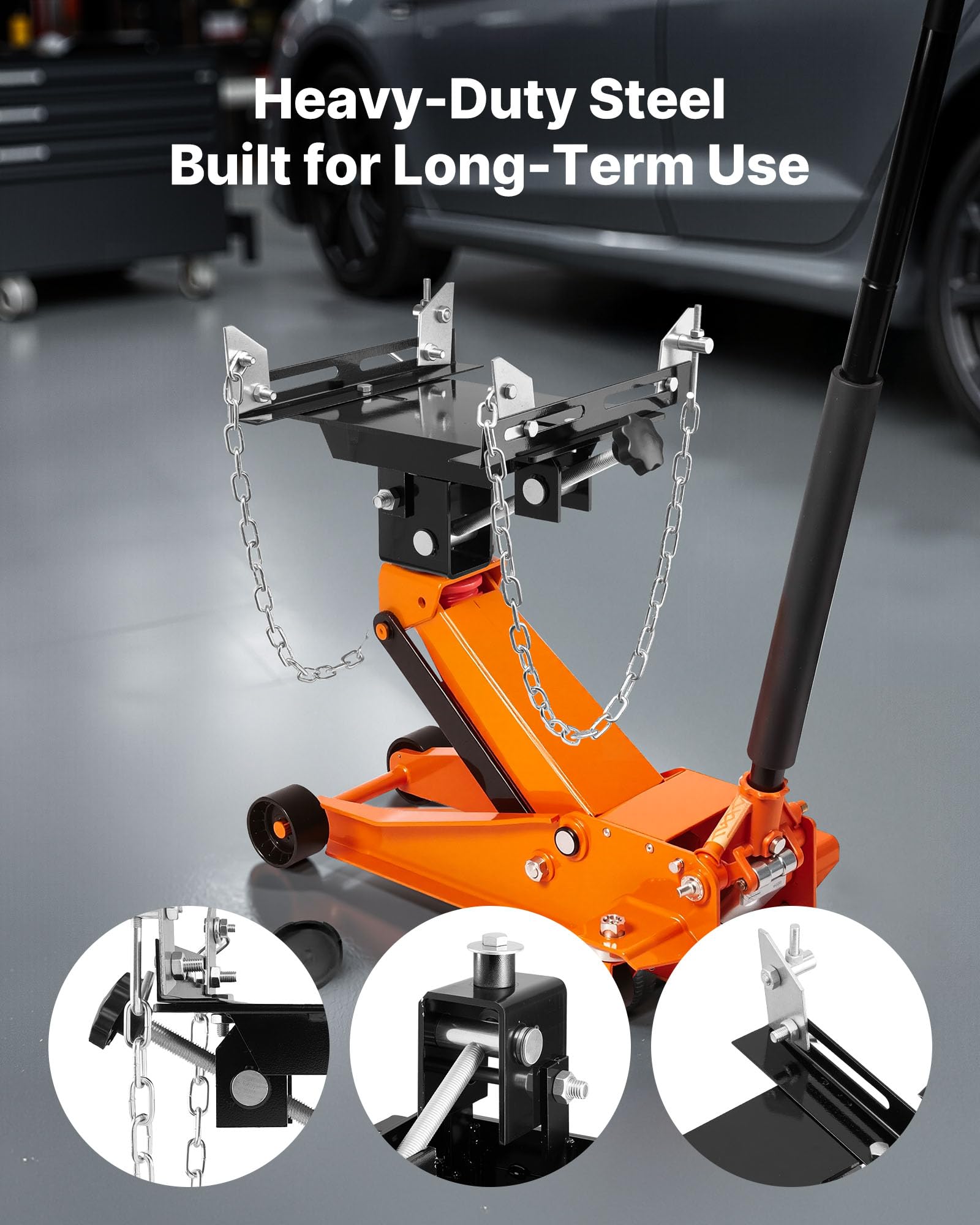 VEVOR Adaptateur de Vérin de Fosse Capacité de Charge 500 kg, Tête de Levage pour Cric de Transmission en Acier Robuste, avec Tige de Selle Amovible de 30 mm, pour Garage et Atelier de Réparation