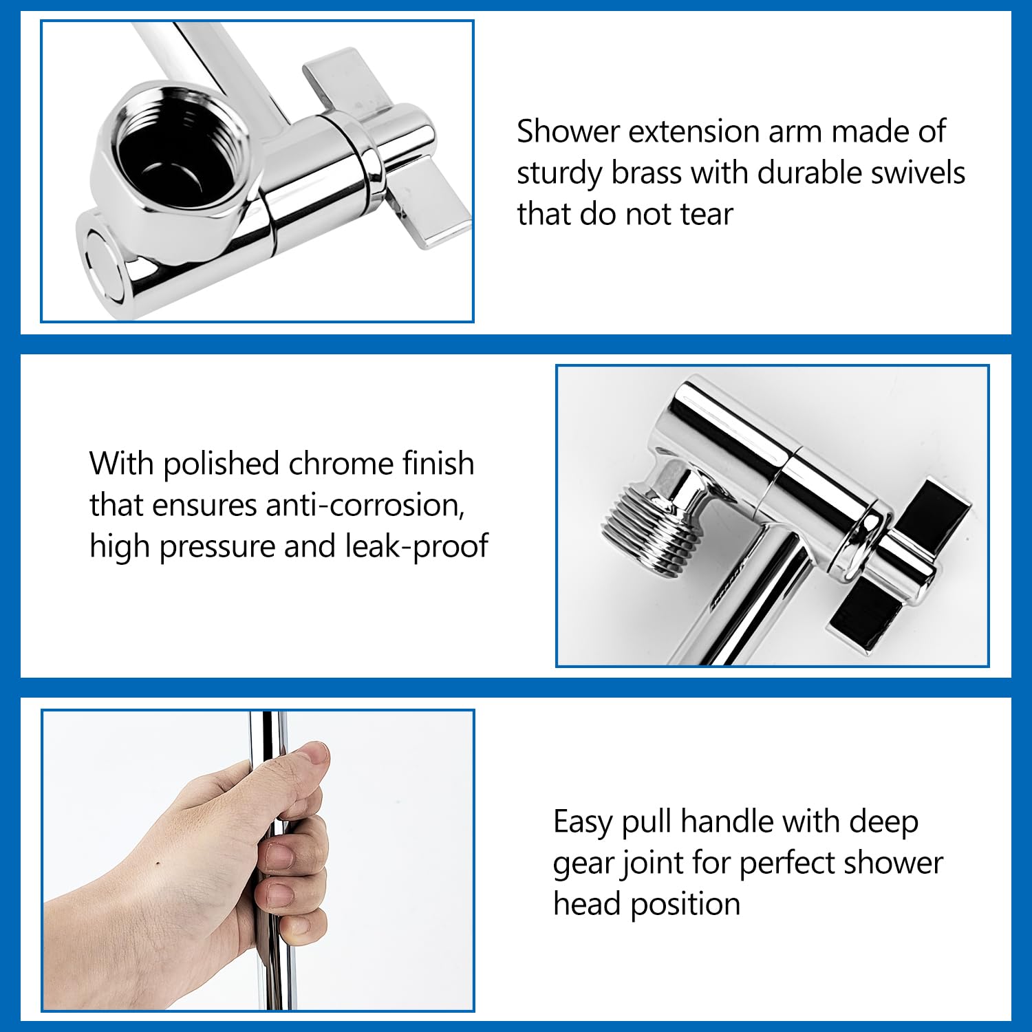 Extensión de Alcachofa de Ducha, 288 mm Ajustable Brazo de Extensión de Alcachofa de Ducha de acero Inoxidable, Extensión de Brazo de Ducha con Tuercas de Seguridad, Conexión Universal G1/2'' (Plata)