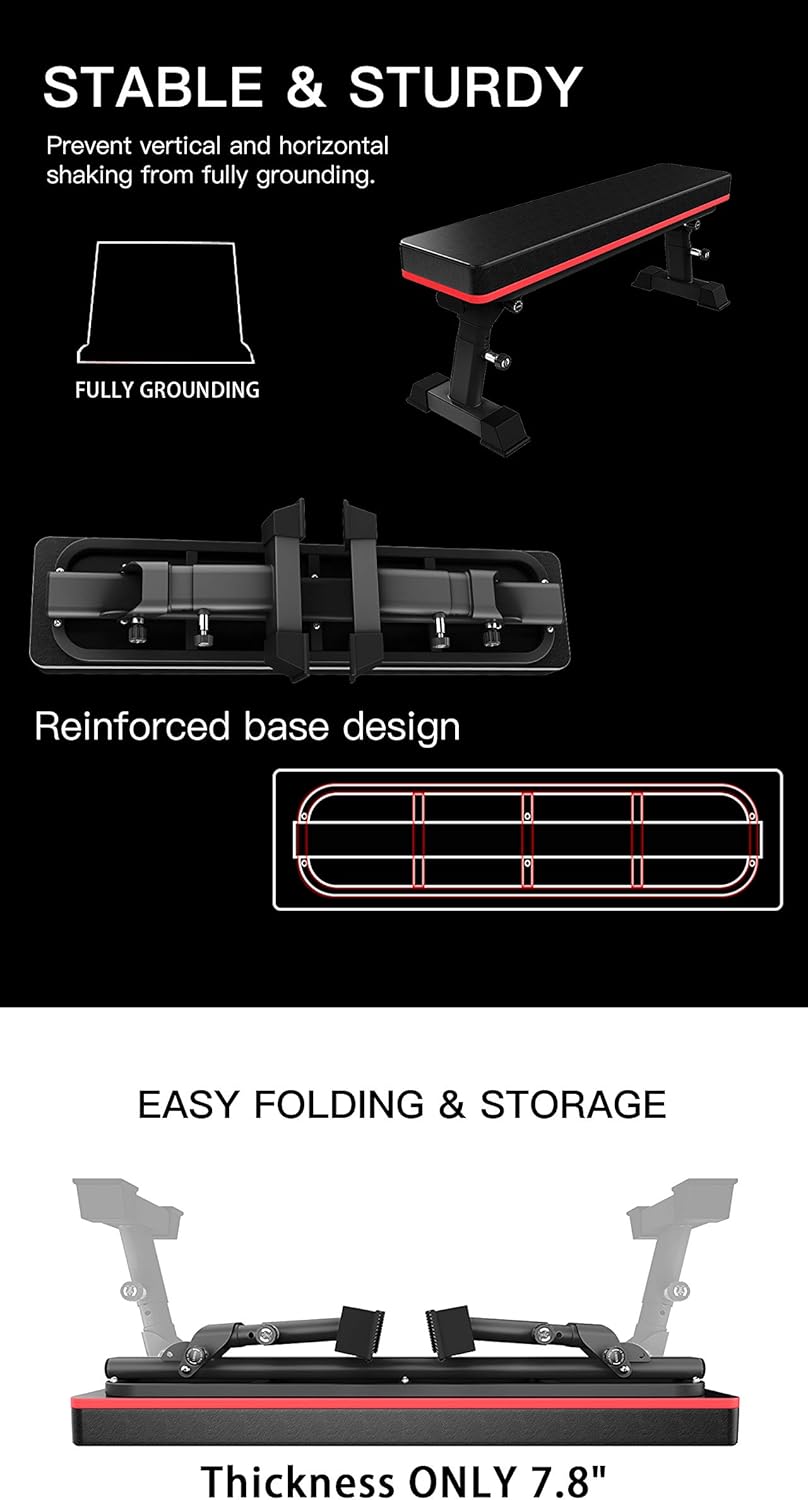 YouTen Adjustable Bench for Body Workout Fitness, 5Positions Flat Bench, Abs Exercise Weight Bench with Steel Frame Black : Sports & Outdoors