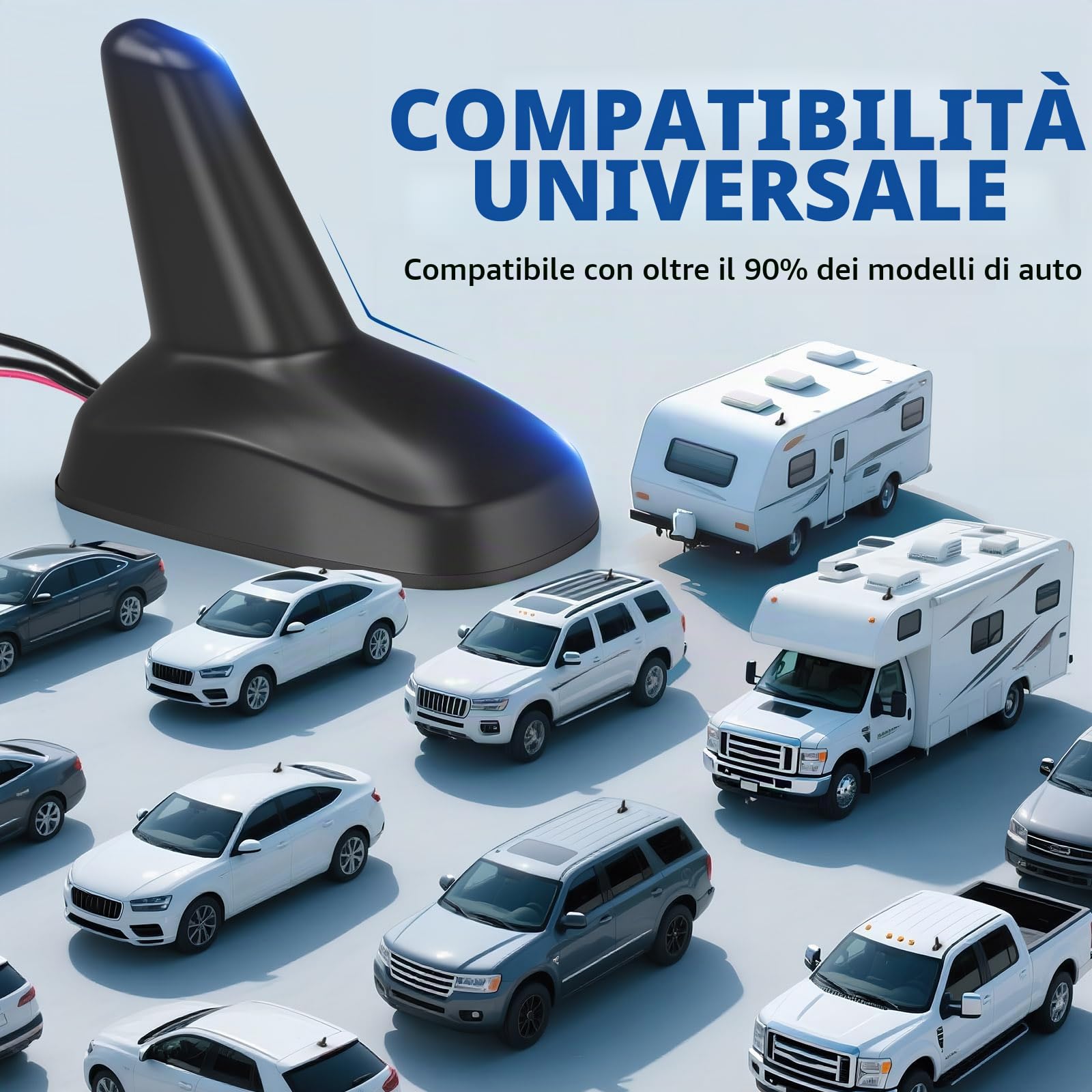 Bingfu Antenna Auto Pinna di Squalo per Autoradio FM/AM & GPS BeiDou GNSS | LNA Alto Guadagno 28dB, Impermeabile IP65, 9-16V CC - Antenna Combinata per Auto Camion Camper SUV, Nero