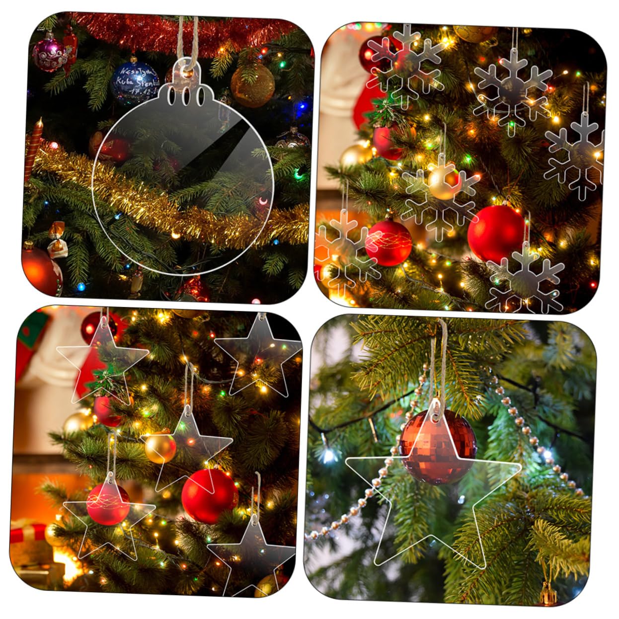 PRETYZOOM 60 Stk Acryl-Schneeflocke Weihnachtsbaum-Hängeornamente hängendes Schneeflockendekor christbaum anhänger tannenbaum anhänger Weihnachtsdekore weihnachtliche Ornamente Transparent