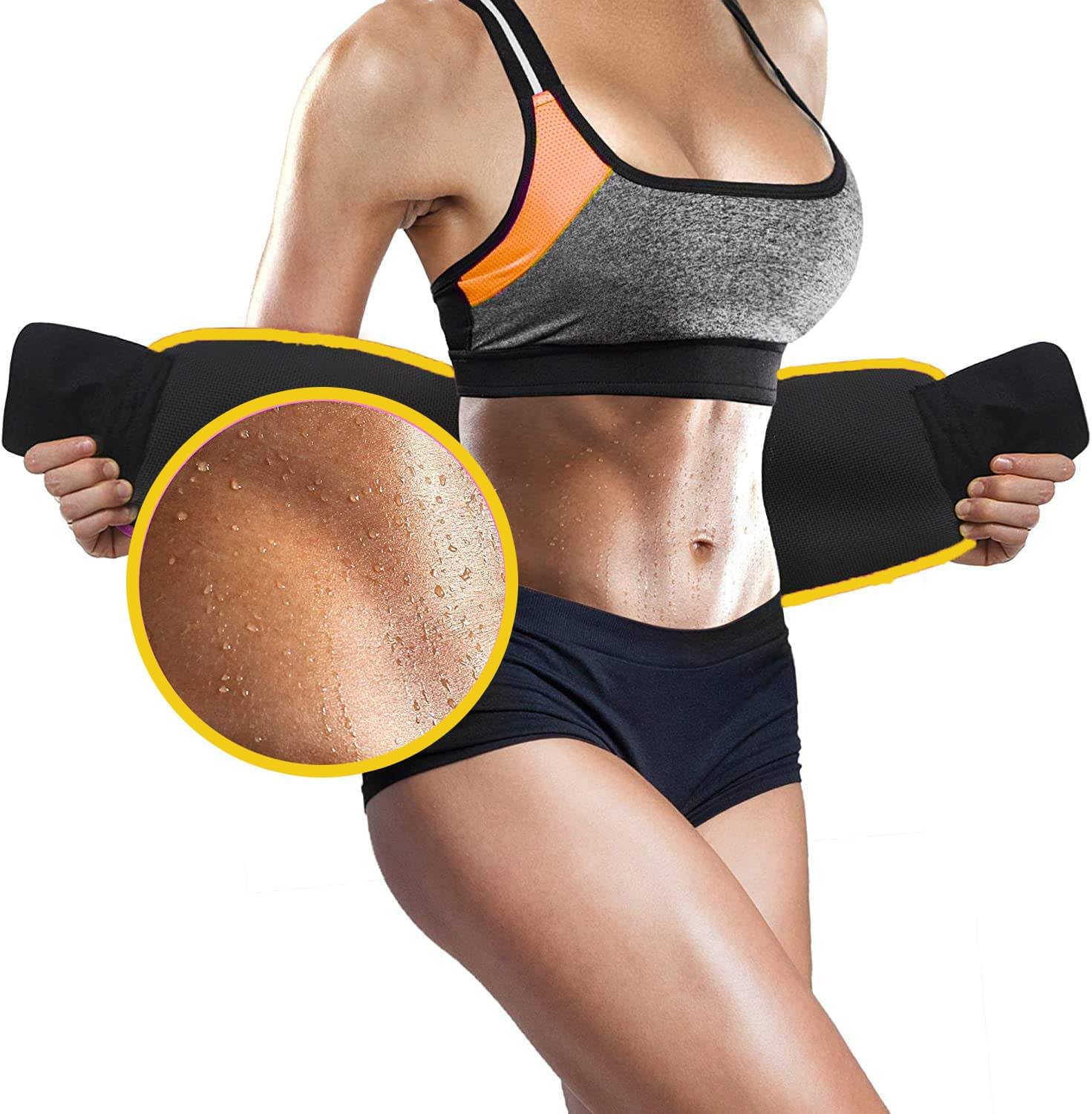 Perfotek Waist Trimmer Belt for Women Waist Trainer Sauna Belt Tummy Toner Low Back and Lumbar Support with Sauna Suit Effect