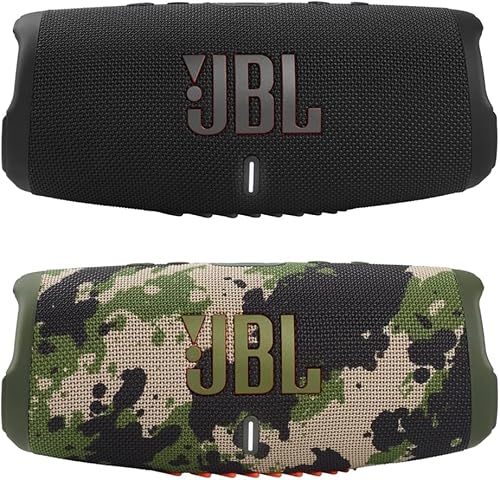 JBL Charge 5 - Altavoz Bluetooth portátil impermeable con Powerbank, par (negrocamuflaje)