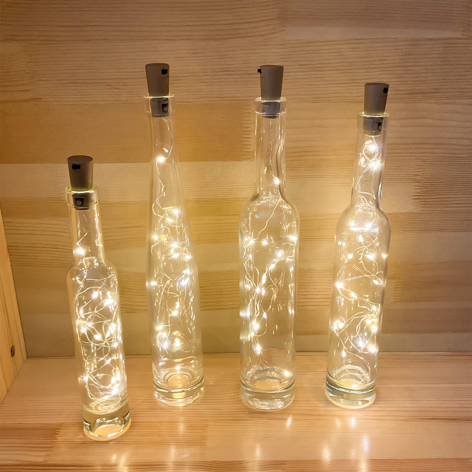 Etinga Confezione da 30 mini luci a forma di bottiglia di vino con sughero, 20 LED, 1,8 m, per barattoli fai da te, Halloween, Natale, decorazioni per feste, matrimoni (confezione da 30, bianco caldo)