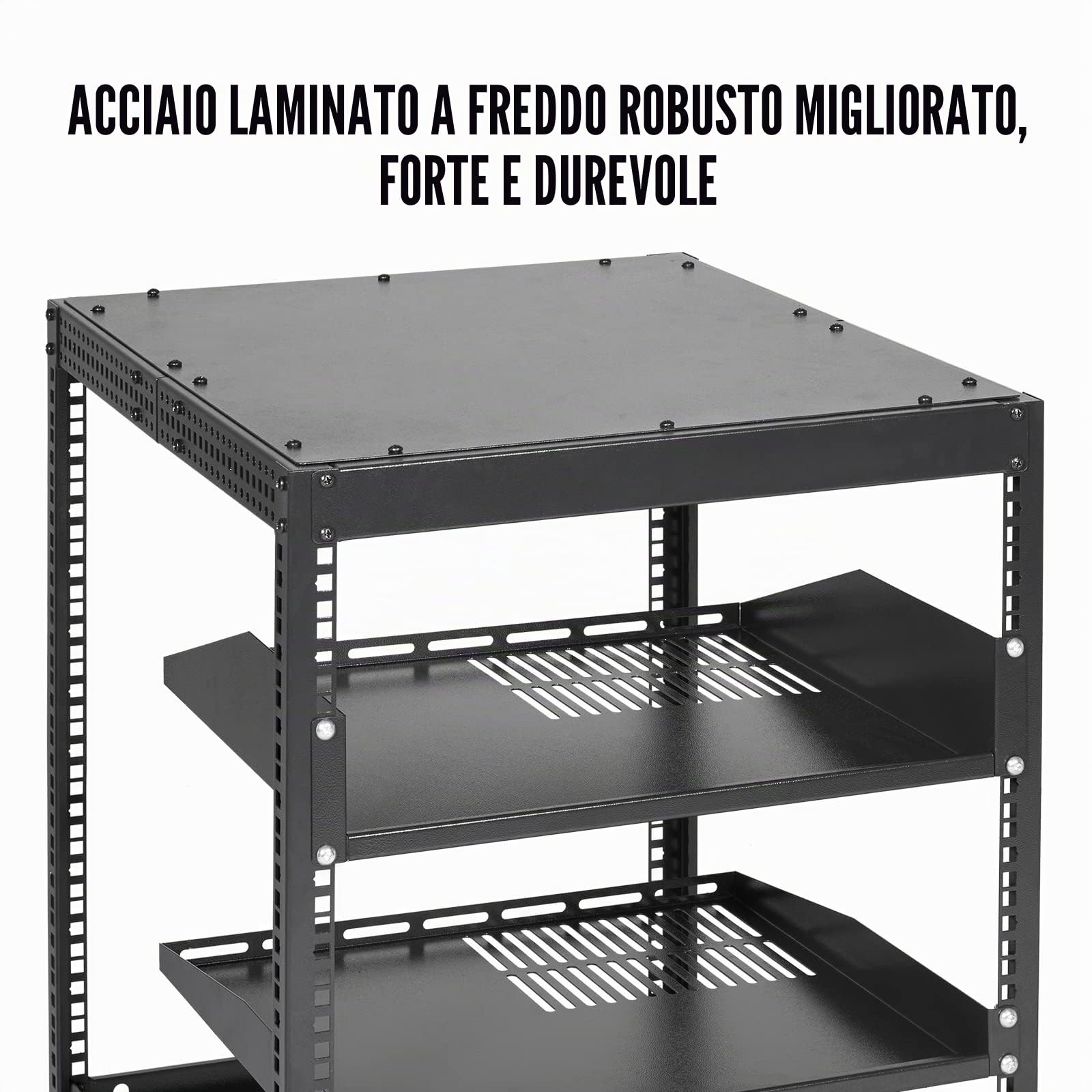 VEVOR Server Rack a Telaio Aperto 12U, Profondità Regolabile da 15''-40'', Server di Rete Rack da Autoportante o con Montaggio a Parete, Rack AV a 4 Posti con Ruote