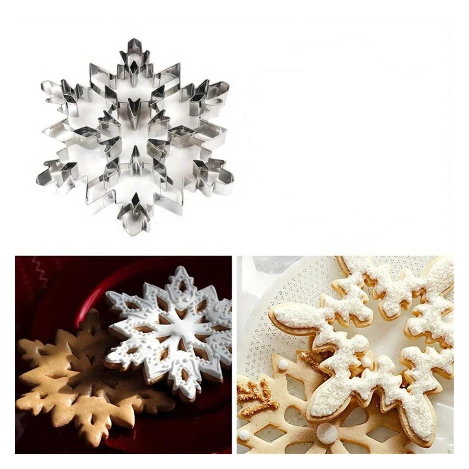 Edelstahl-Schneeflocken-Ausstecherform, Keks-Gebäck-Kuchenform for Backen, Werkzeug, DIY-Weihnachts-Schneeflocken-Plätzchenformen