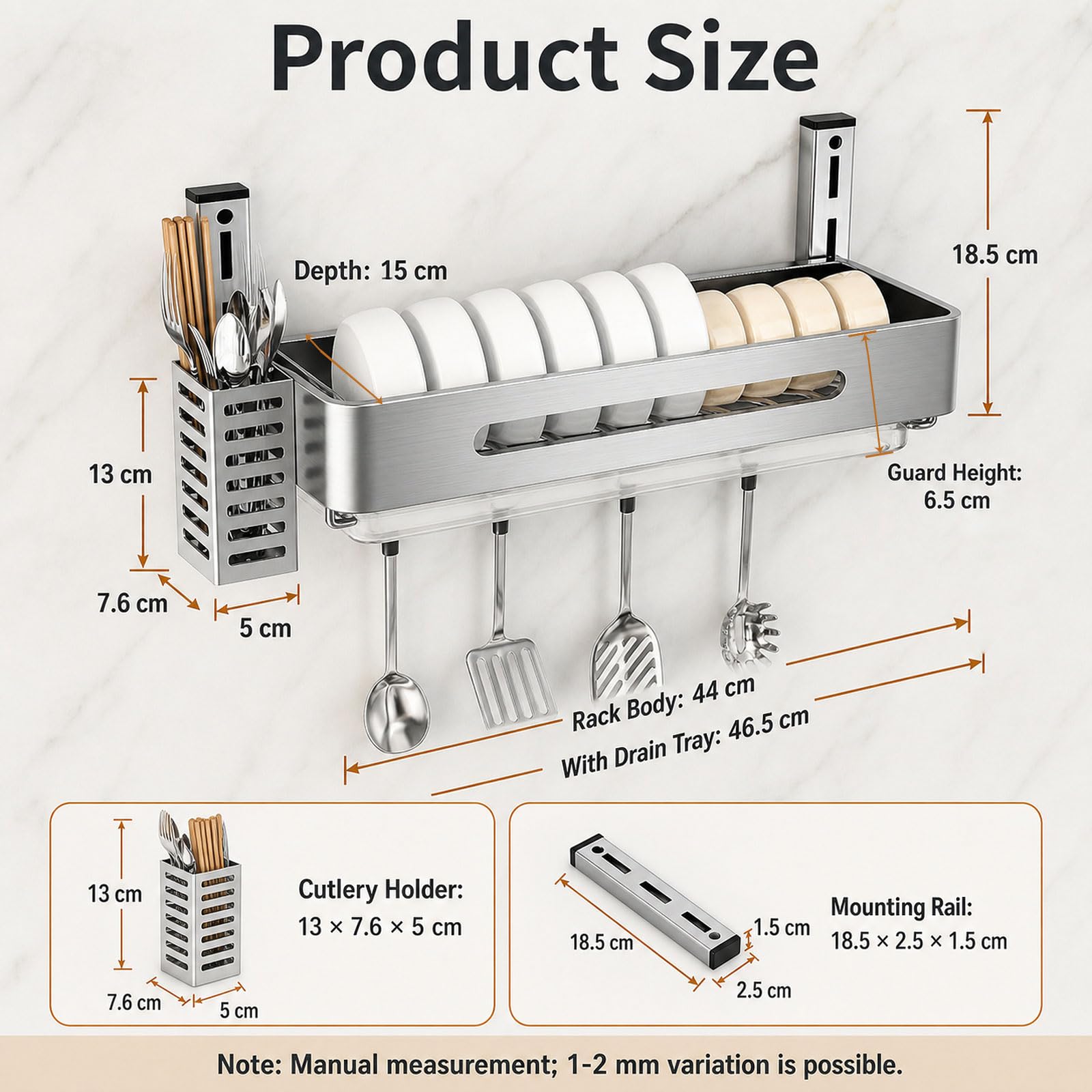 Escurridor de Platos de Pared,Escurridor de Pared,Escurreplatos De Pared De Acero Inoxidable,Escurreplatos sobre Fregadero,Ahorra Espacio,para Platos,Cuencos y Tablas de Cortar