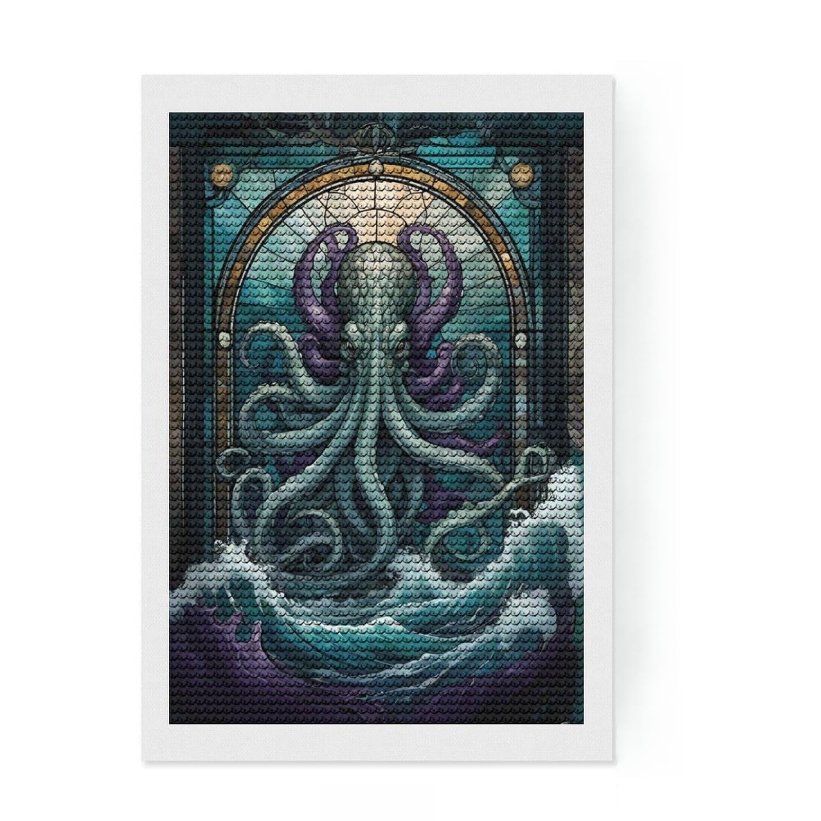 Junmoney Kraken Mythology Animal Diamond Painting Set 8"x12", for Family Craft Time, Fun Craft Experience, Modern Decor, Christmas Gift