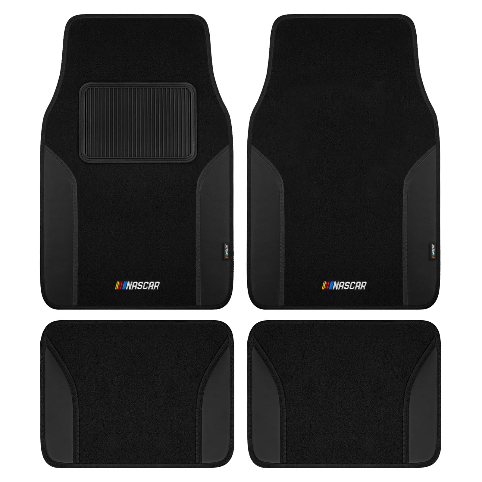 NASCAR Car Floor Mats Carpet Black Leather Design Car Mats Universal-Fit All-Weather Car Floor Mats with Built-in Heel