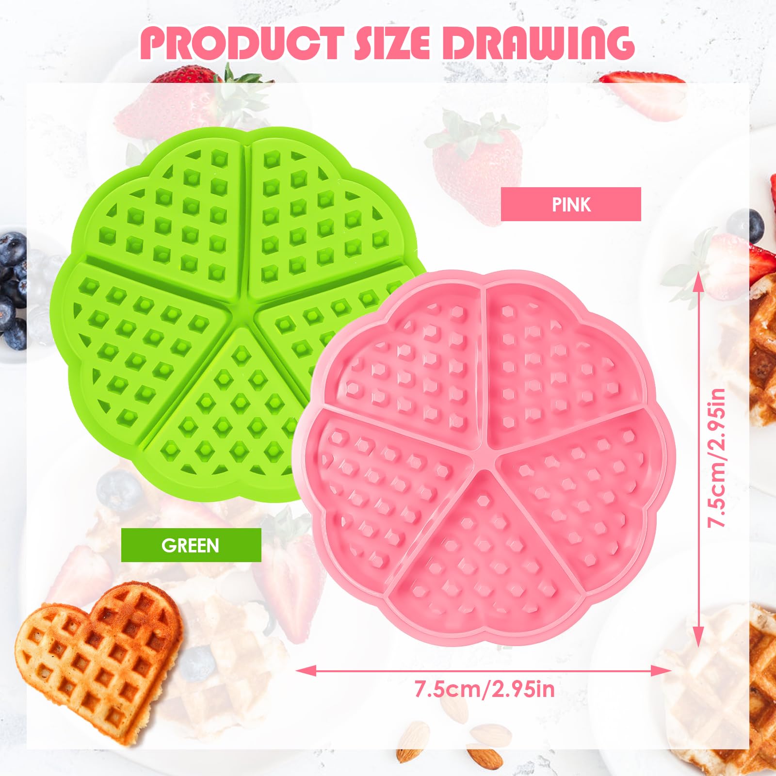 Air Fryer zestaw 2 silikonowych form do pieczenia w kształcie serca, 5 otworów z otworami, nieprzywierający materiał silikonowy, do muffinek i gofrów, narzędzia do dekoracji pieczenia