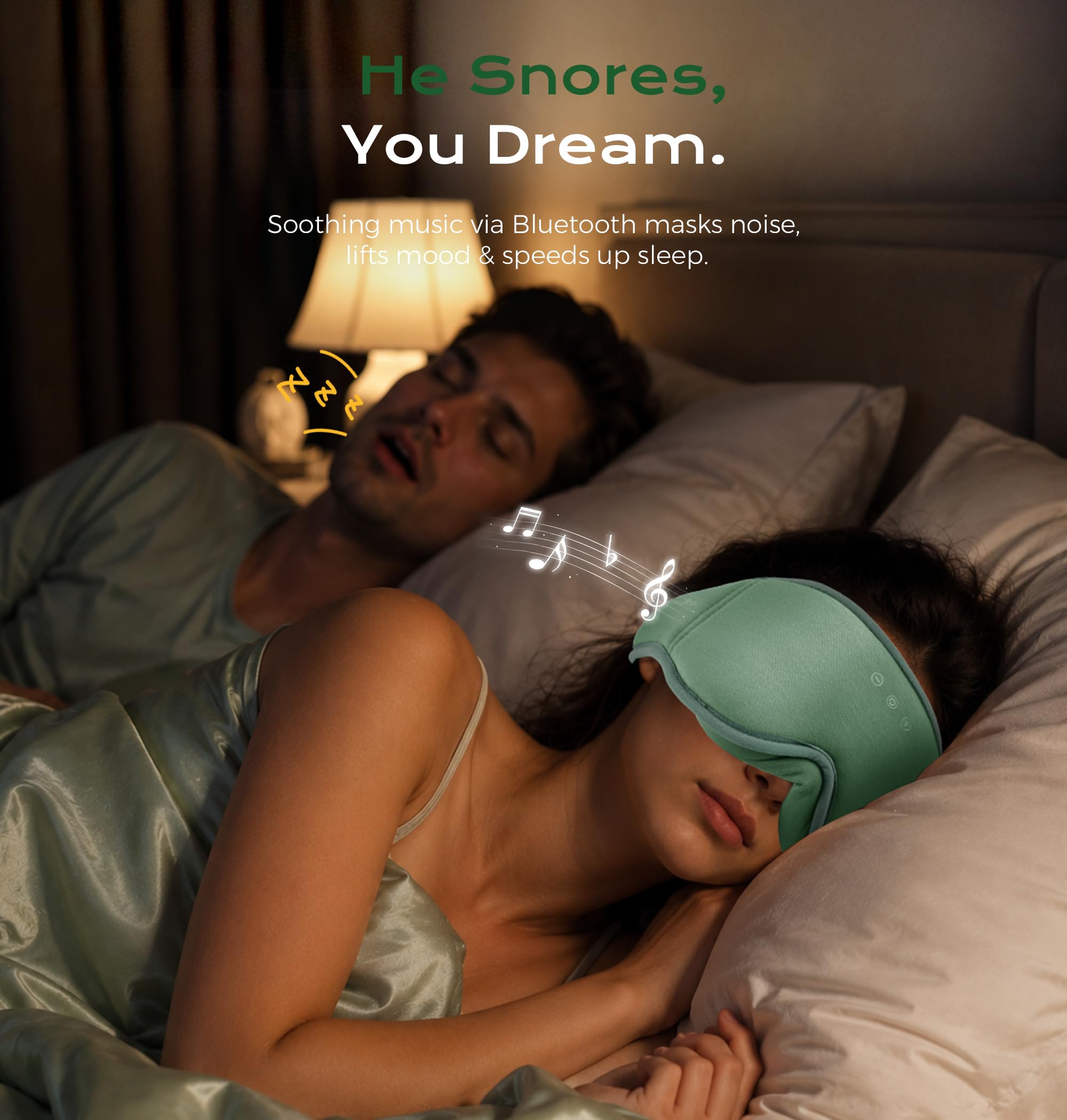 MUSICOZY Audífonos para dormir, 100 % opacos, de algodón orgánico 3D de bambú para viajes y sueño reparador, trabajo por turnos, auriculares Bluetooth 5.4 para dormir, regalo para personas que duermen