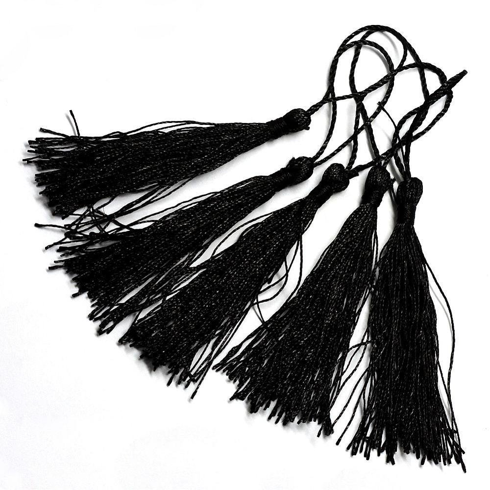 Qpsupplies Black 50 X Silky 13.5Cm Crafts Making Tassels - Bookmarks, Scrapbooking And Cardmaking