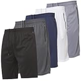 Mens 5 Pack Athletic Running Shorts&comma; Basketball Gym Workout Shorts for Men with Zippered Pockets