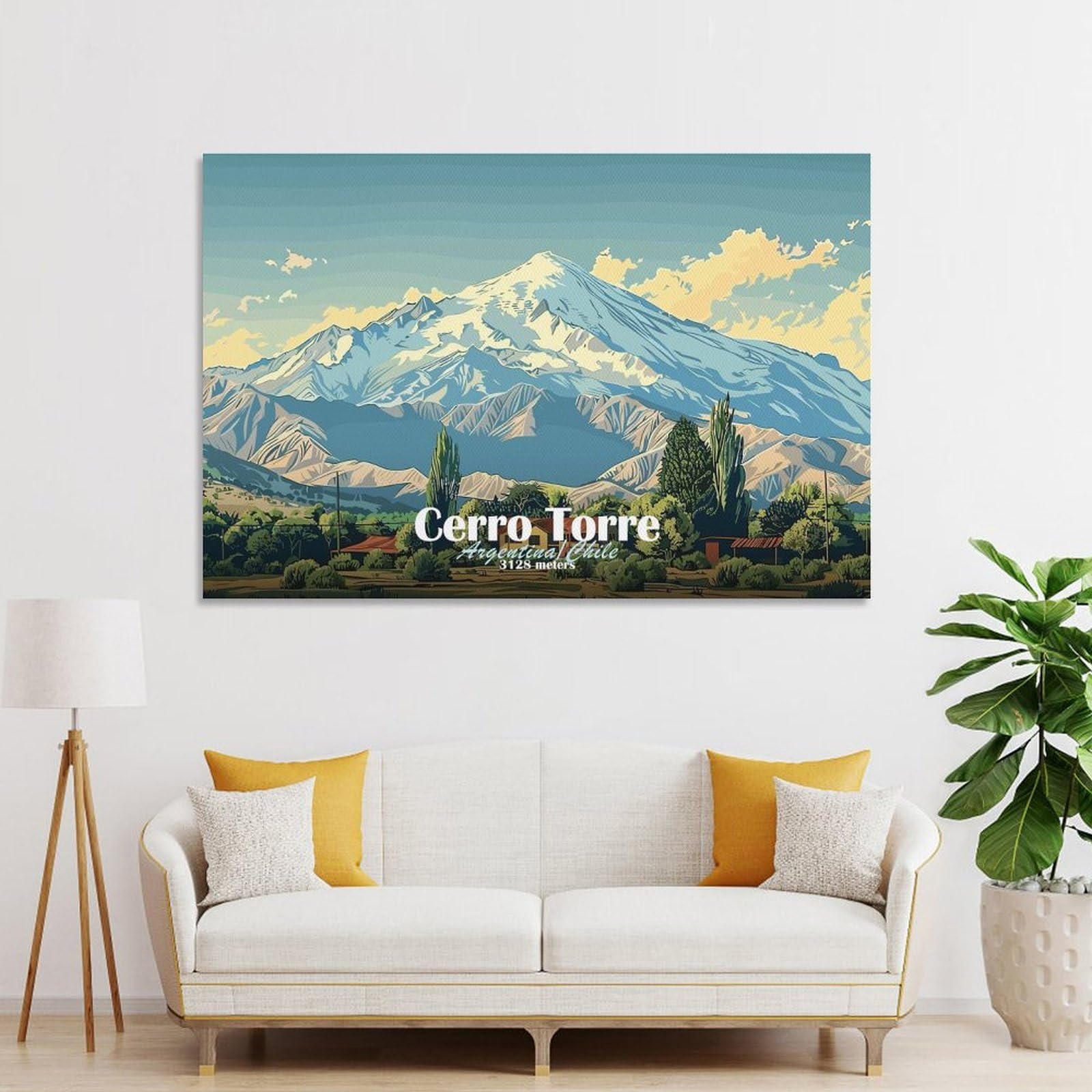 Junmoney Canvas Art Print Cerro Torre Mountain, 20x30inch(50x75cm), for Home Office, Desk Area Or Studio, Wall Art That Adds Style to Work Areas