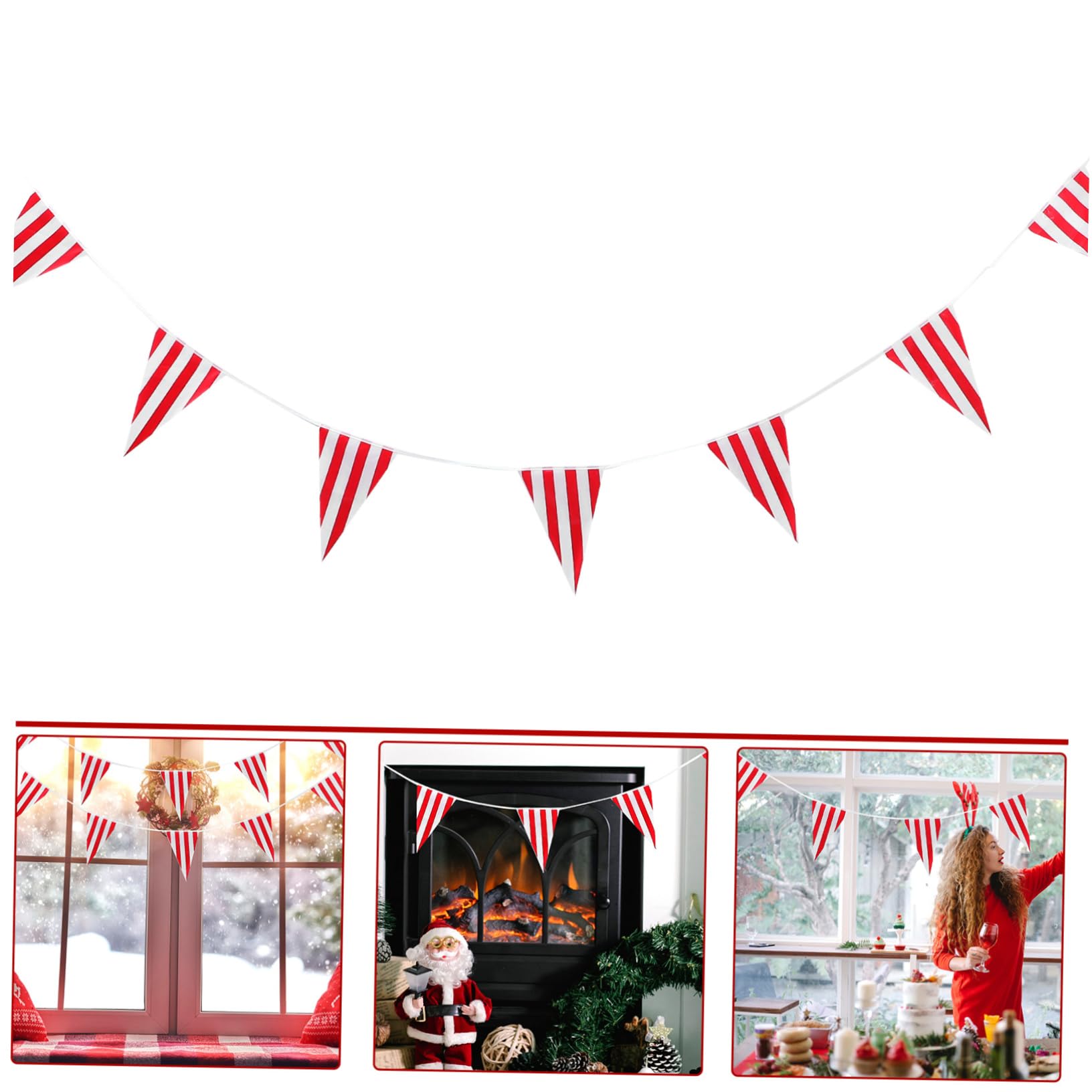 TOYANDONA 4juegos Banderín De Fiesta Diseño De Triángulos Rojos y Decoración Para Cumpleaños y Eventos Temáticos Paneles De Metros De Longitud Para Celebrar Ocasiones