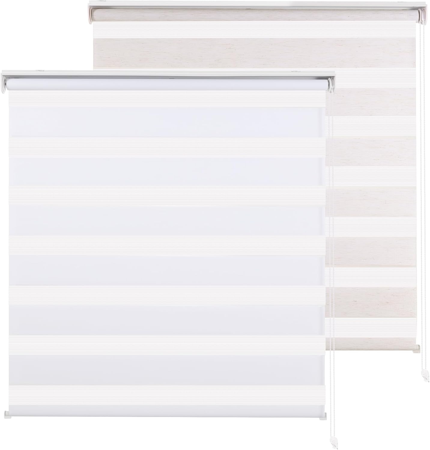 Zebra Blinds for Windows Dual Layer Roller Window Shades Light Filtering Sheer Privacy Light Control for Day and Night Blind Shade for Home and Office,Easy to Install(25\" W x 72\" H, White) 01. White 25\"W x 72\"H ( 2 pieces) 