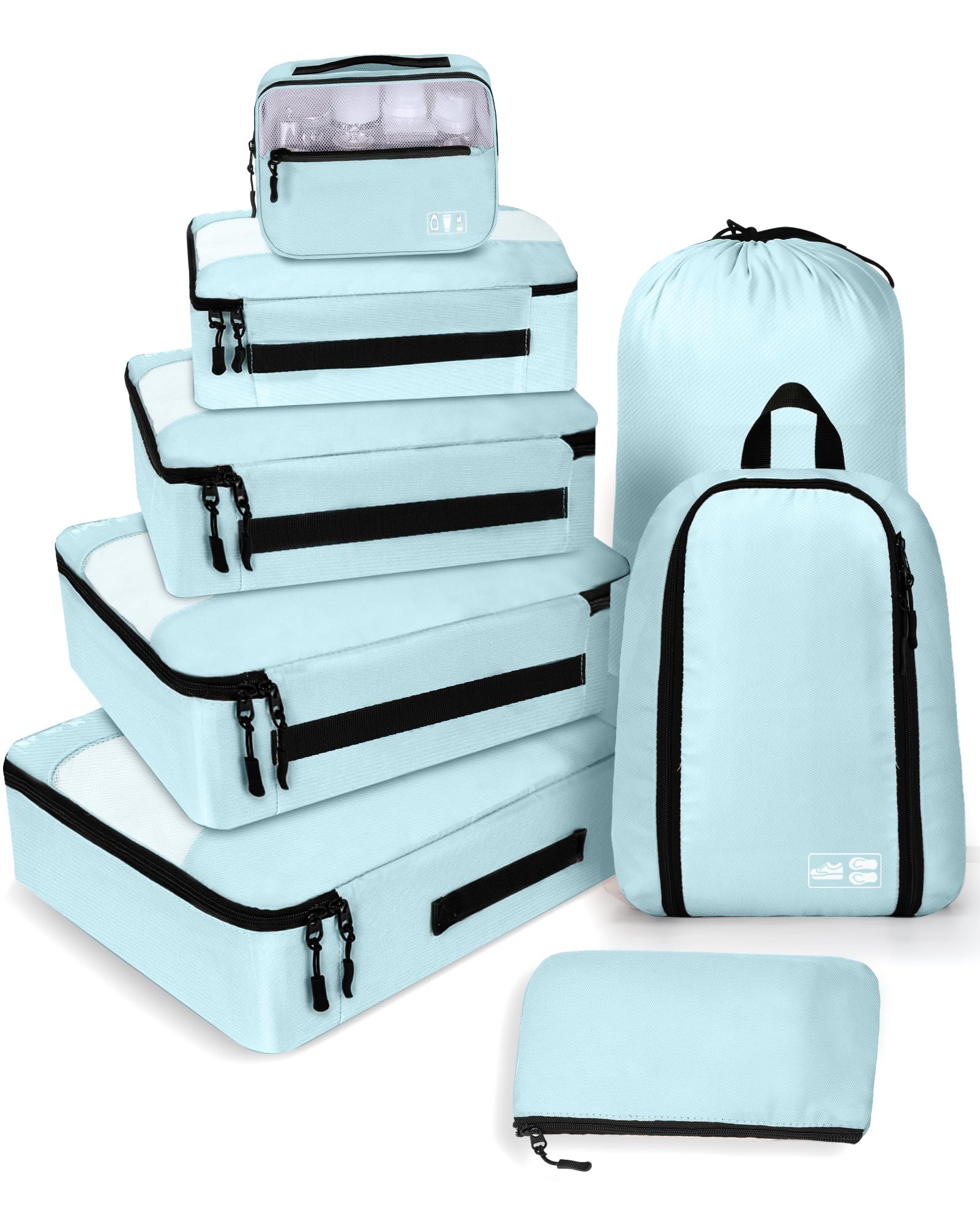 Organizer Valigia 6 Pezzi - Cubi Imballaggio Viaggio In Nylon Impermeabile Organizzatori Valigia - Foto 5