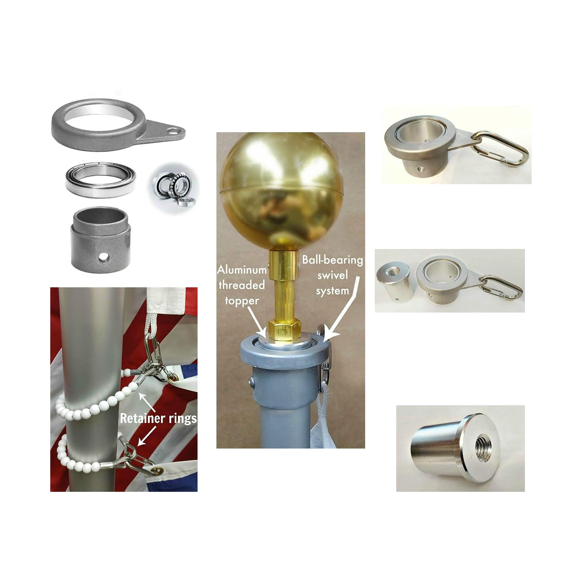 20' Telepole Superior 1" Telescoping Flagpole - 2.75" Base Diameter 10 Gauge Aluminum - White