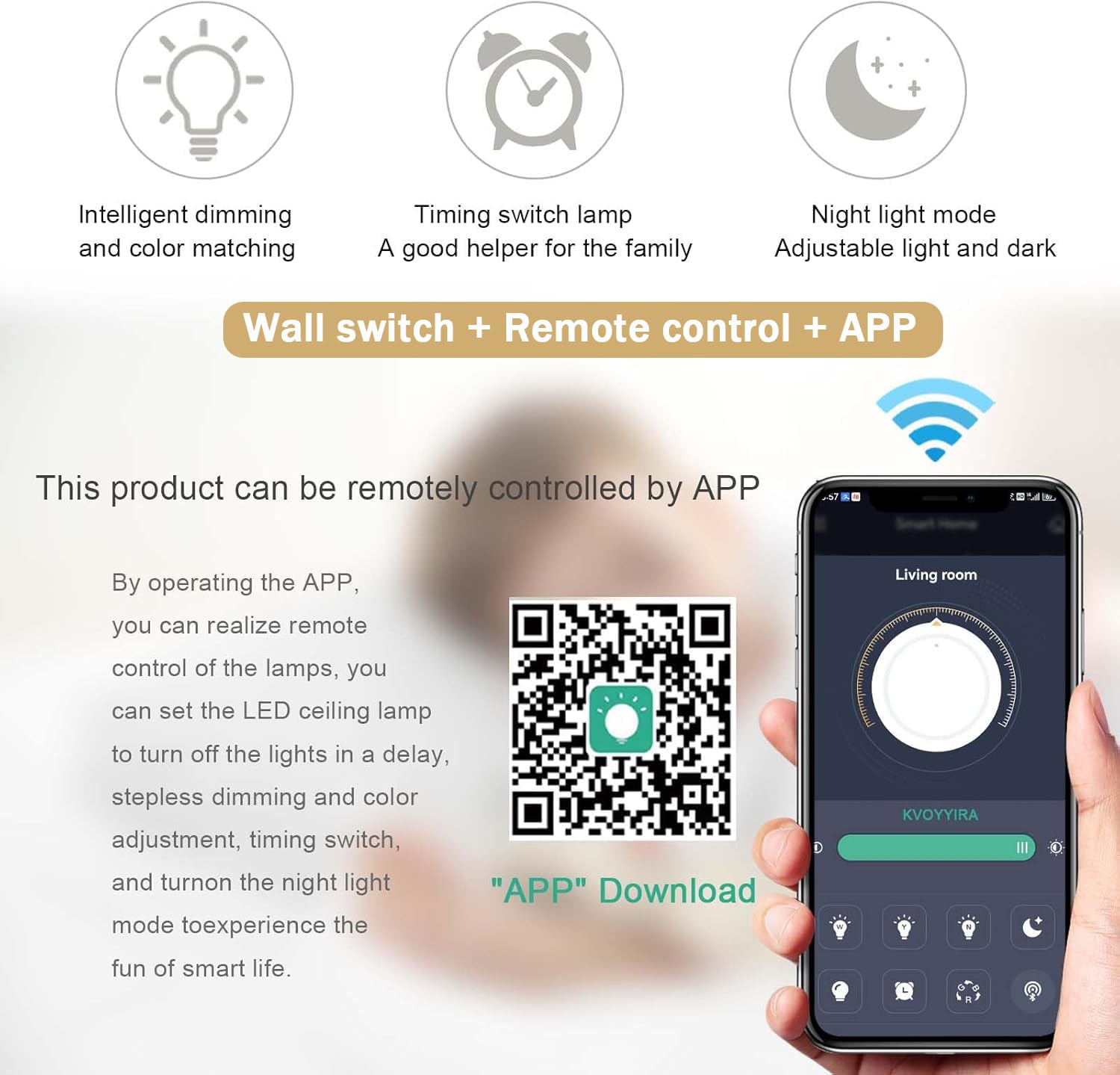 90cm Flower Dimmable Ceiling Fans With Bulbs And Remote Control Dc Fan Light With Memory Function App Timer Reversible Ceiling Fan Chandelier For Living Room, Black - View #9