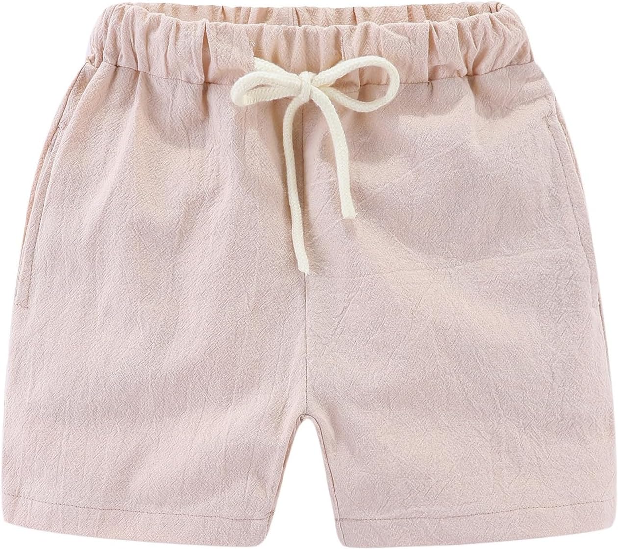 Mud Kingdom Textured Boys Linen Shorts with Side Seam Pocket Drawstring Lightweight 2-8Y 2T Beige