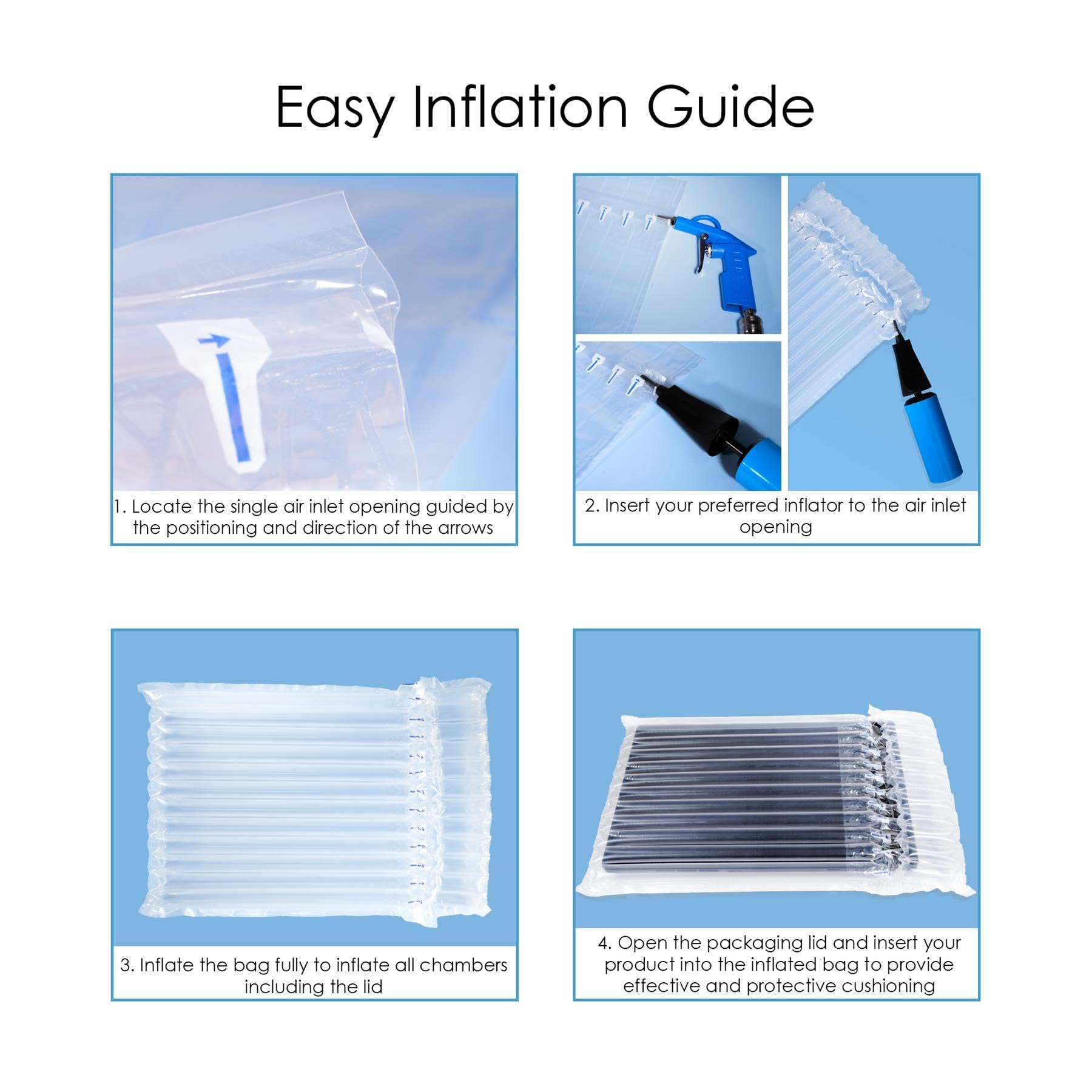 Rightpak Sac d'emballage gonflable 15 pouces ordinateur portable 50 pièces antichoc