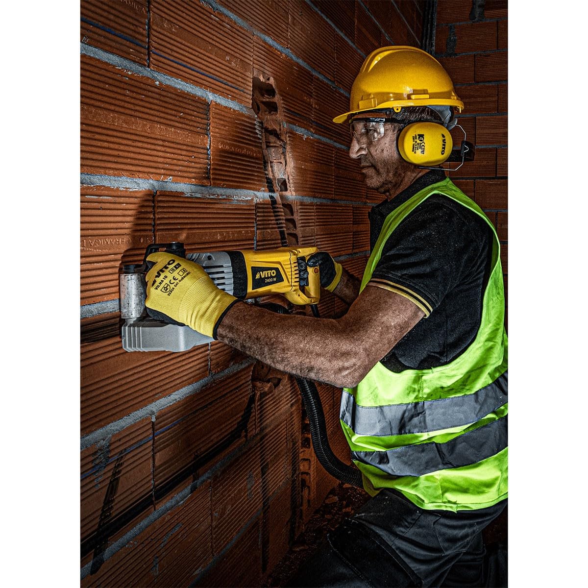 VITO - Scanalatore elettrico per calcestruzzo a parete 2400W 3 dischi Ø150 mm Profondità massima 28mm Valigia