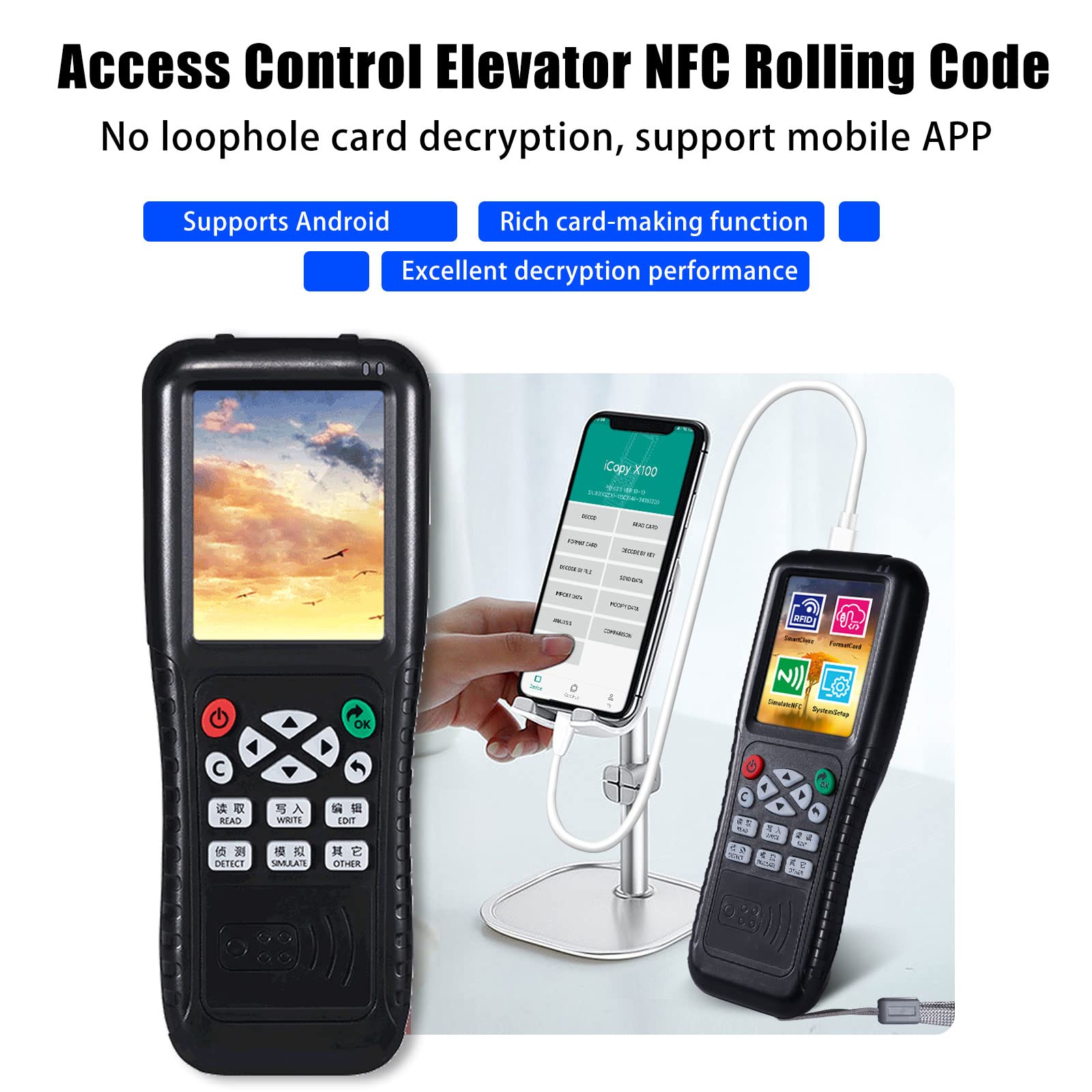 Smart Card RFID Kopierer ID Reader Writer Duplicator RFID NFC Kopierer ID Leser Schreiber mit 10 x T557 125khz HID Karten, 10 x ID 125kh Schlüsselanhänger, 10 x IC 13.56mhz Schlüsselanhänger