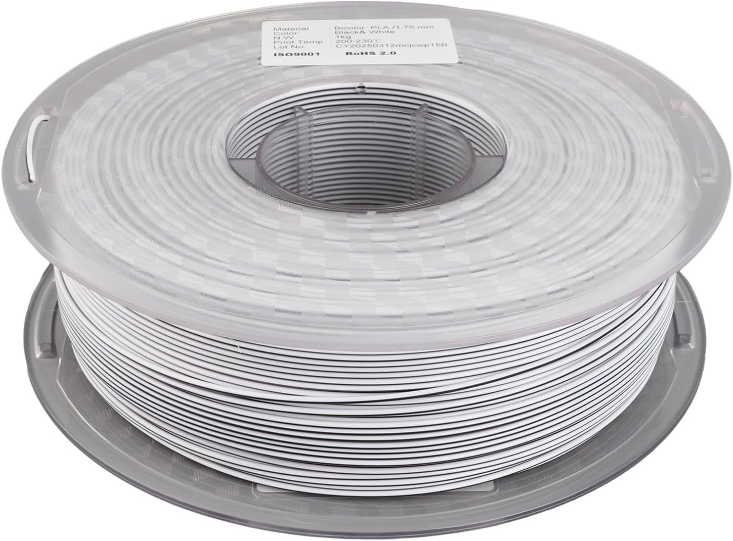 PLA Filament Double Color Black and White, Smooth Silky Finish, High Detail Resolution, 3D Printer Consumable, Stable Printing Experience