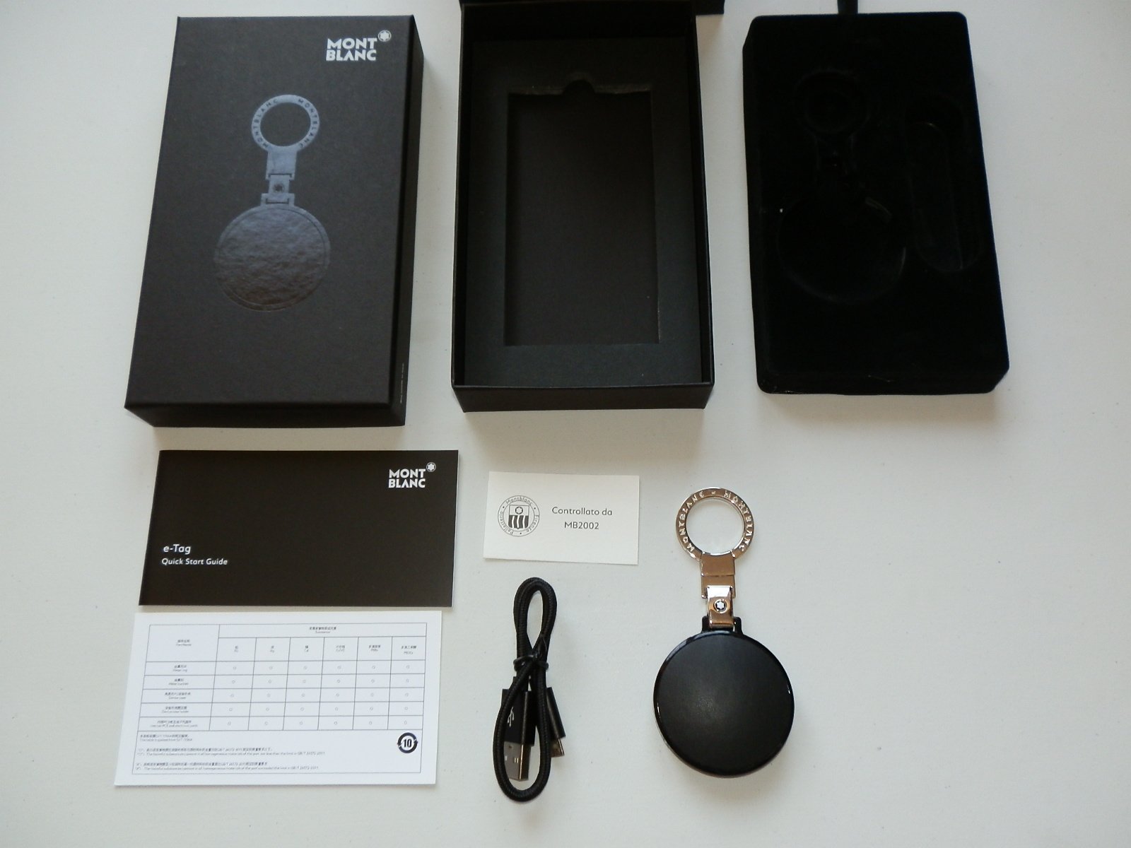 Montblanc Mont Blanc Niebieska miękka skóra licowa MEISTERSTUCK Bezpieczeństwo Bluetooth smartfon Android iPhone ETAG E-TAG brelok podróżny, NIEBIESKI, Nowoczesny