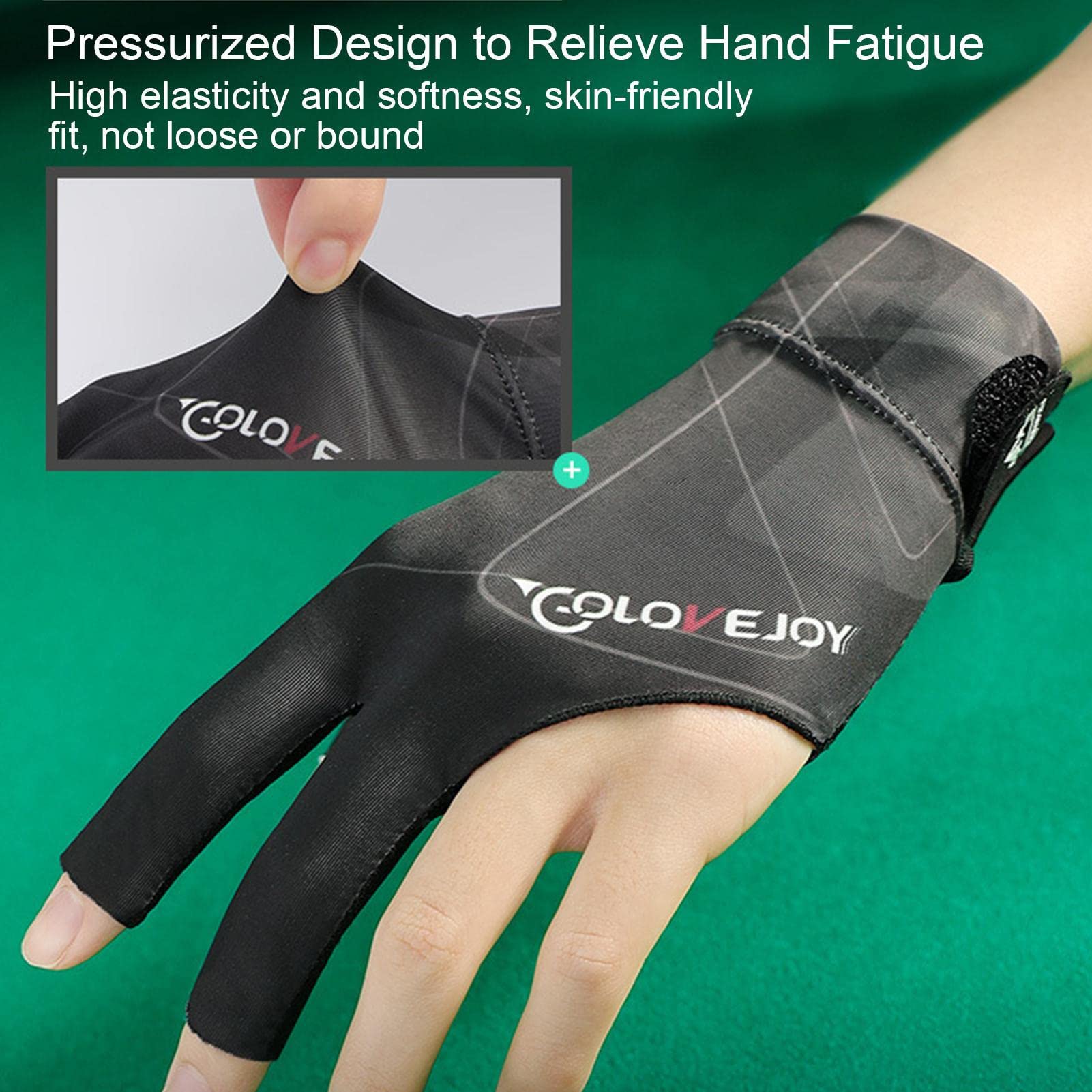 Guantes billar profesionales antideslizantes 3 dedos para mano izquierda