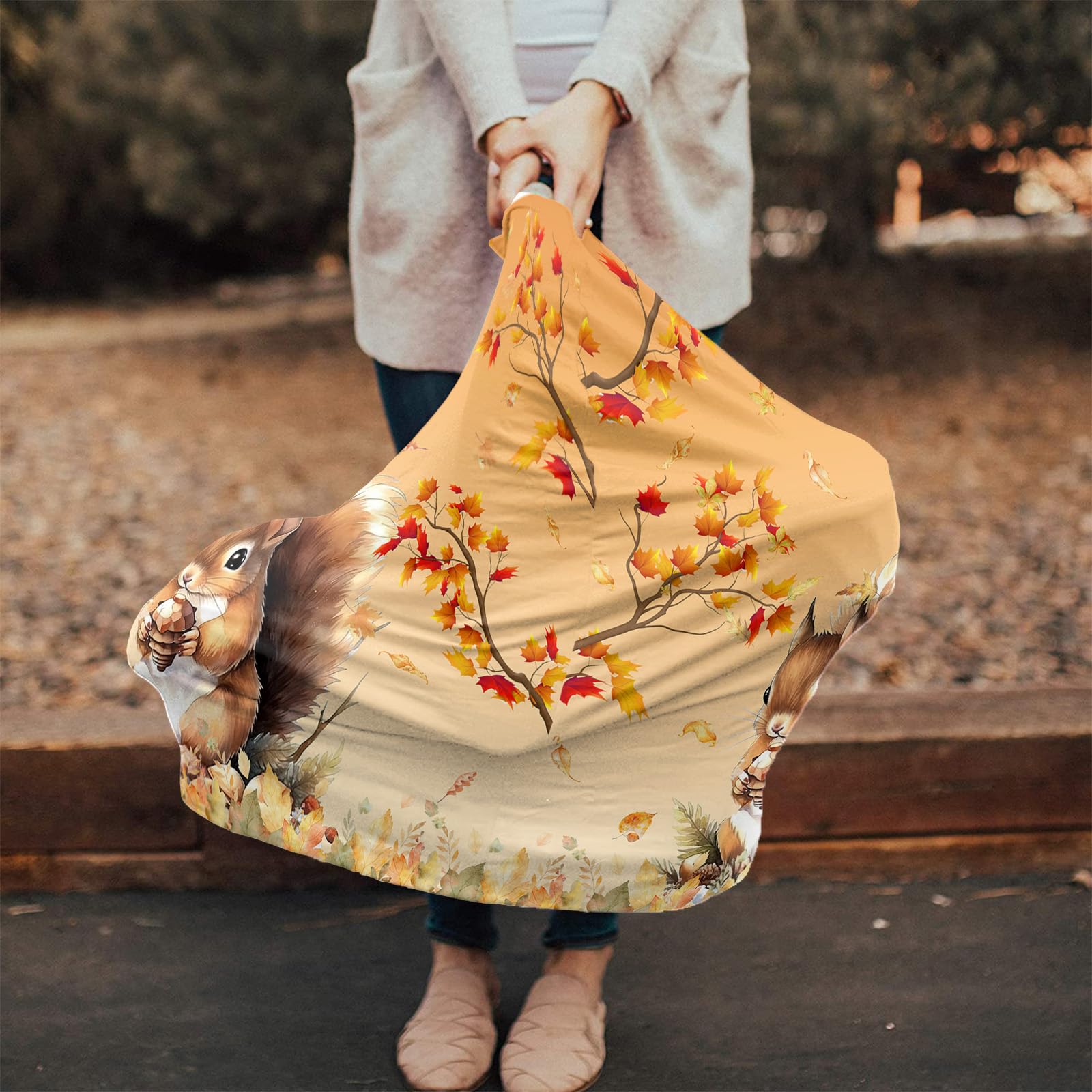 Nursing Cover for Breastfeeding Scarf, Squirrel Baby Car Covers Super Soft Multi Use for Canopy Shopping Cart Cover Blanket Stroller Cover