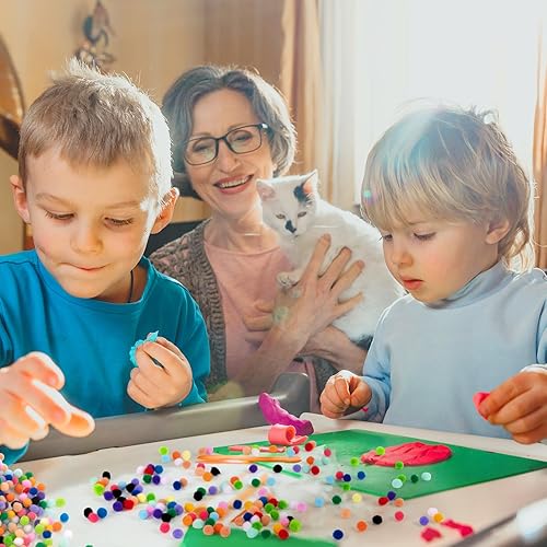 Miniatura 7 de Aoibrloy 2000 pompones rojos de 0.39 pulgadas, para artes y manualidades, mini pompones para manualidades con 100 ojos ondulantes para manualidades,