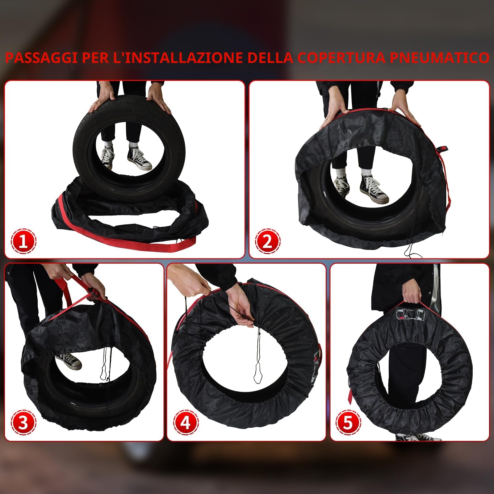 Coperture per Pneumatici Auto Impermeabili Antipolvere 18-22 Pollici Confezione da 4 Pezzi 80cm