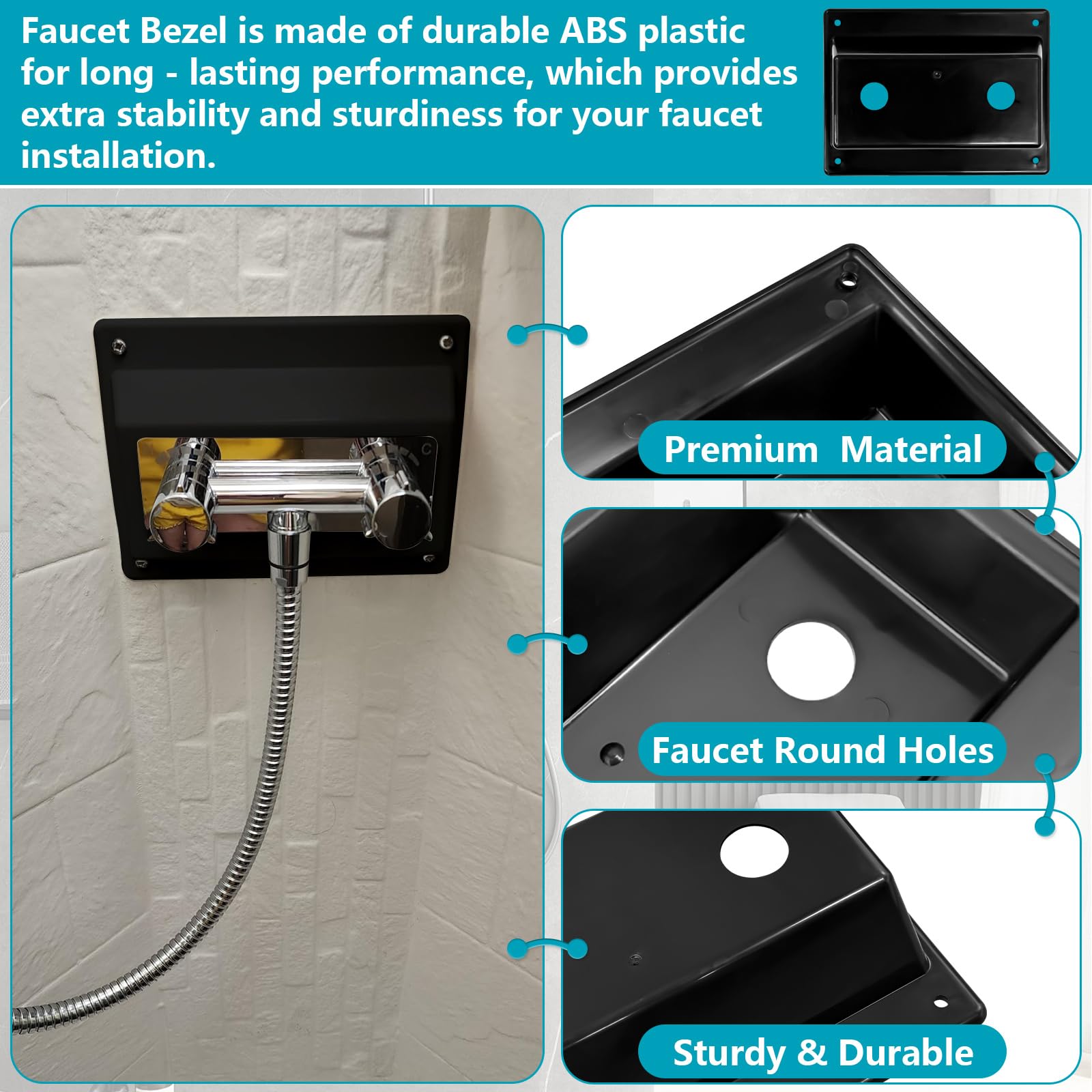 Showingo Cubierta de grifo negra para llave de coche, compatible con caravana, caravana, remolque, placa de ducha, pieza de repuesto
