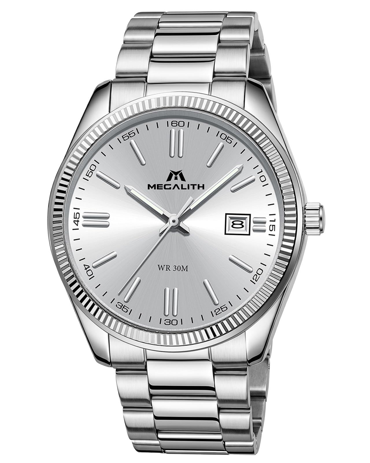 MEGALITH Herren Uhr Edelstahl Armbanduhr: Einfach Analog Business Herrenuhr mit Datum Leuchtend - 30M Wasserdicht für Arbeit und Freizeit - Elegantes Geschenke für Männer