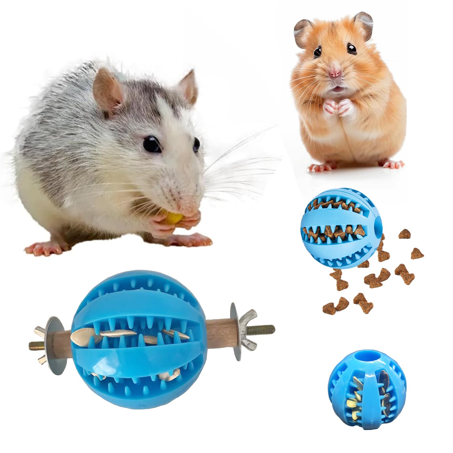 2Pcs Rat Enrichment Toys, Interactive Foraging Toys for Rats, Rat Foraging Toys for Pet Rats, Rat Cage Toys for Intelligence Growth and Slow Feeder,