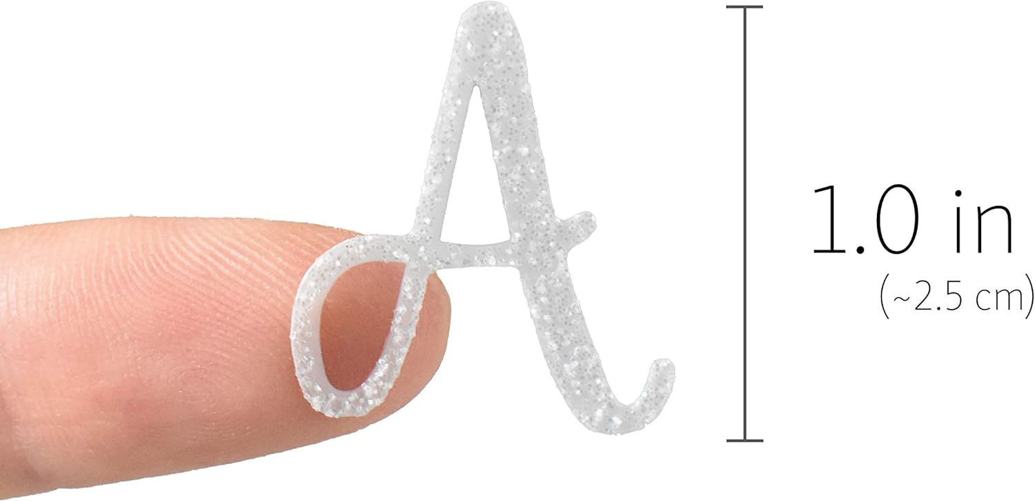 Buy Qq U White Glitter Cursive Alphabet Letter And Number Stickers Online In Indonesia B08ngzk8s5
