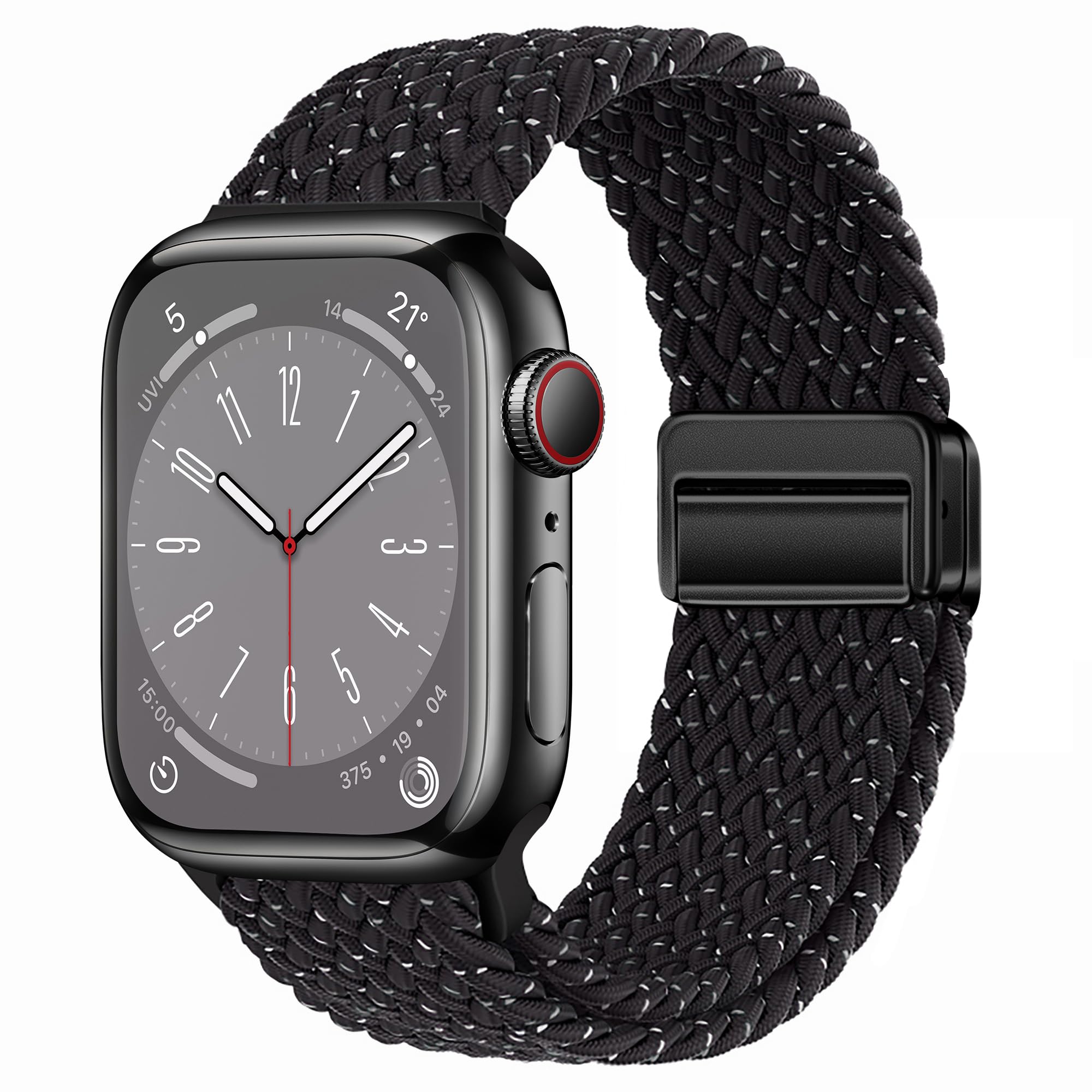 Nylon Sport Loop Watch Bands Compatible with Apple Watch Band Ultra 2 1 49mm 45mm 44mm 42mm 41mm 40mm 38mm, Soft Braided Woven Magnetic Clasp Strap