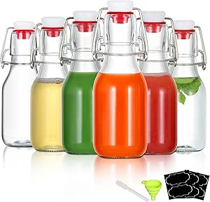 YEBODA 6 Pack 4 oz Swing Top Glass Bottles,Small Flip Top Glass bottles with airtight Caps for Home Brewing,Kombucha,2nd Fermentation,Kefir,Beverages,Soda,Oils,Vinegar,Limoncello,Vanilla extract