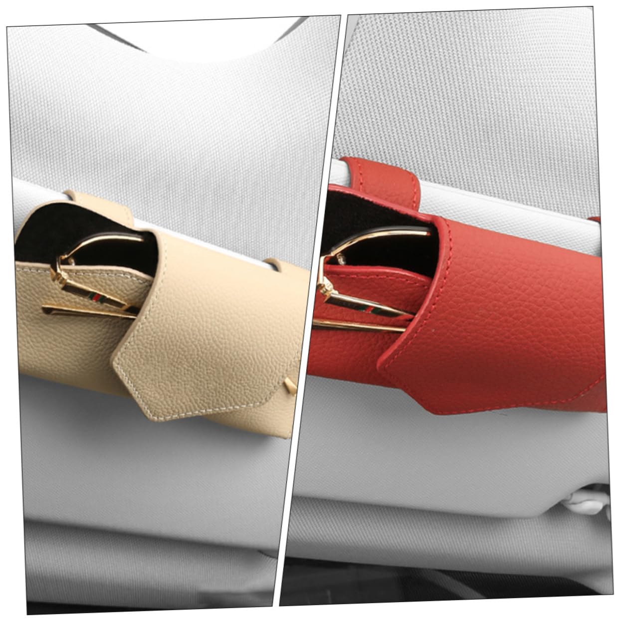 iplusmile 2pièces Organisateur De Lunettes Auto Cuir Pu Clip De Pare-soleil Pratique Pour Voiture Accessoire Élégant Et Installation Facile Pour Sécuriser Vos Lunettes Et Cartes